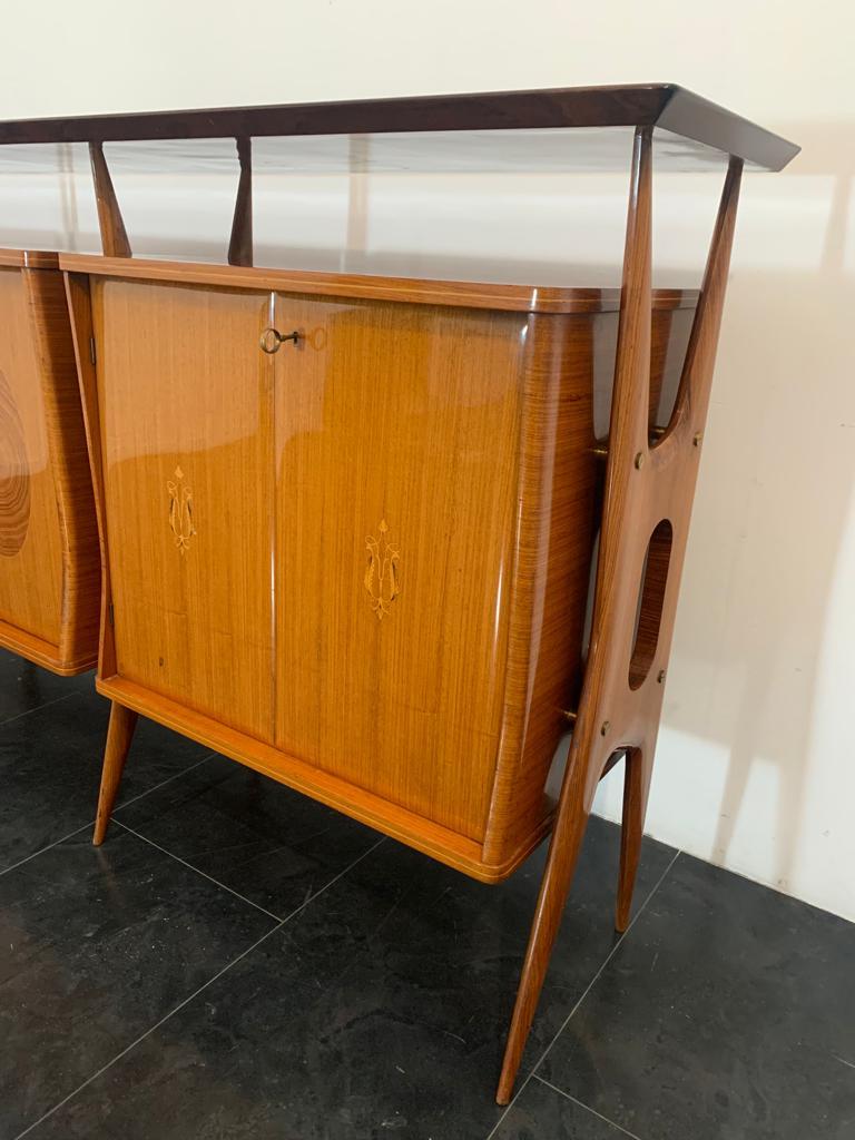 Modular Sideboard with 3 Bodies on Legs attributed to Vittorio Dassi, Set of 3 In Good Condition For Sale In Montelabbate, PU
