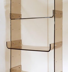 Étagère modulaire en plexiglas fumé dans le style de Michel Ducaroy 1970