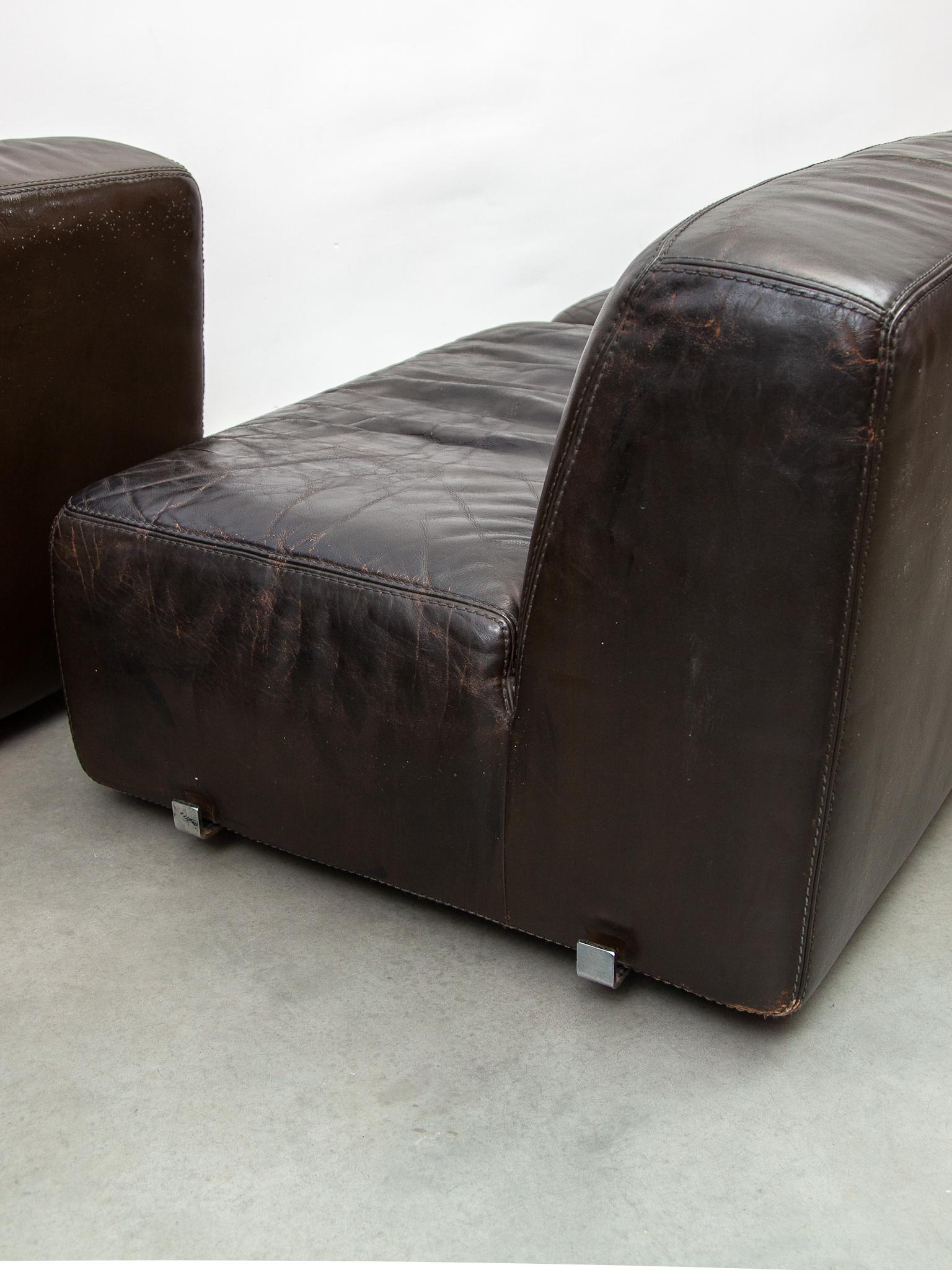 Sofá Modular 1970s Piel Marrón diseñado por Durlet en venta 5