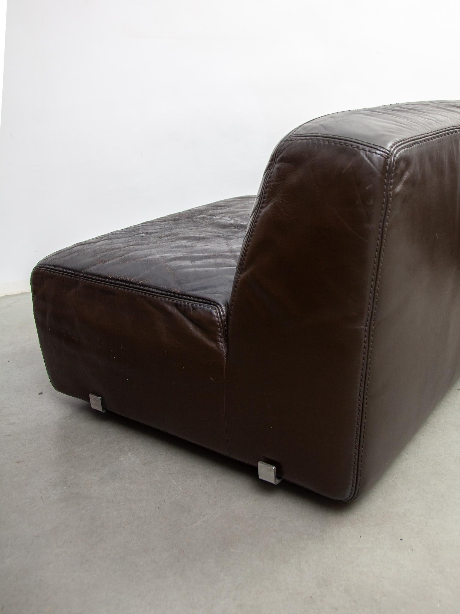 Modular Sofa 1970s Brown Leather designed by Durlet For Sale 7