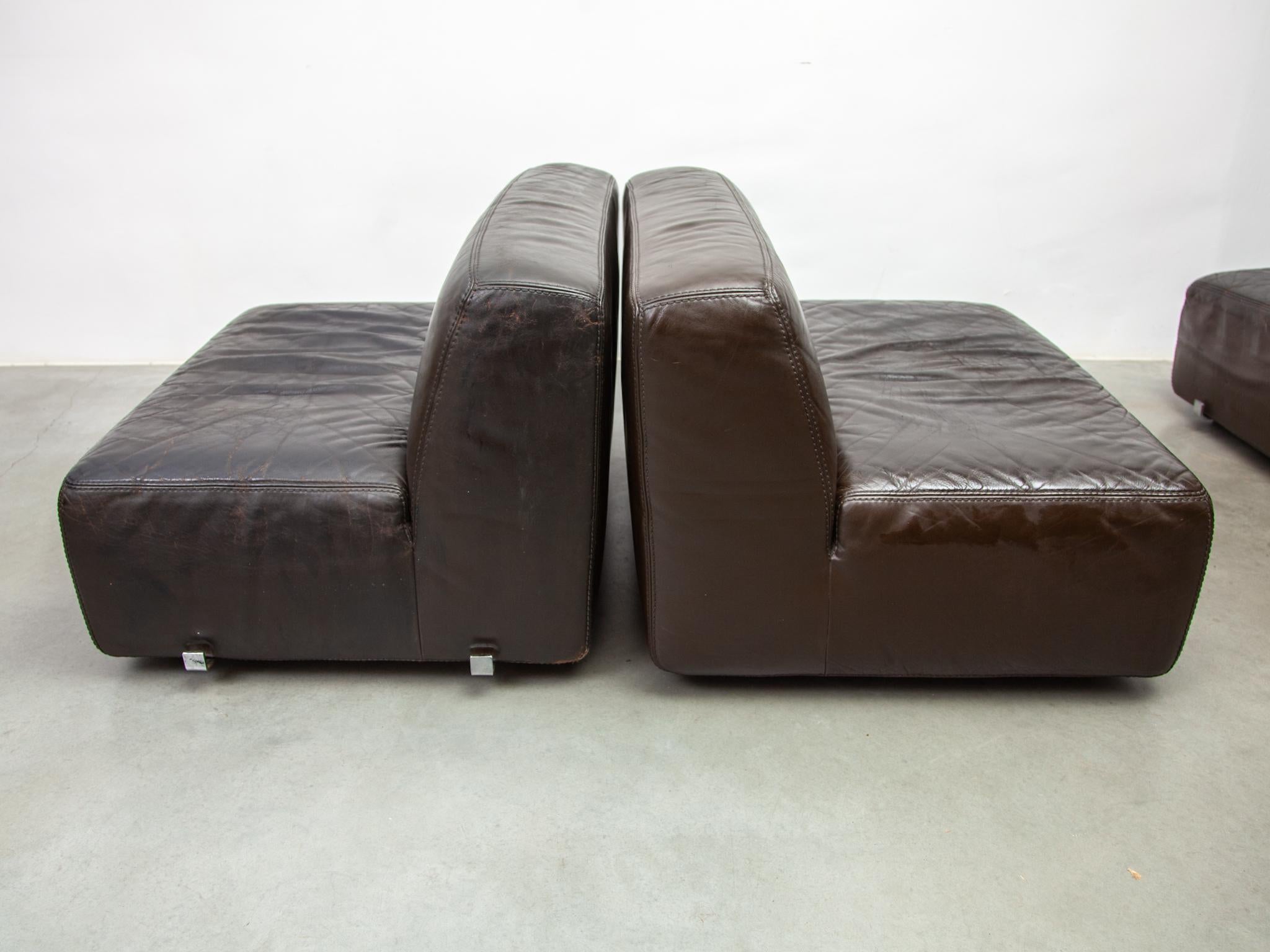 Sofá Modular 1970s Piel Marrón diseñado por Durlet en venta 11