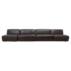 Retro Modular Sofa 1970s Brown Leather designed by Durlet