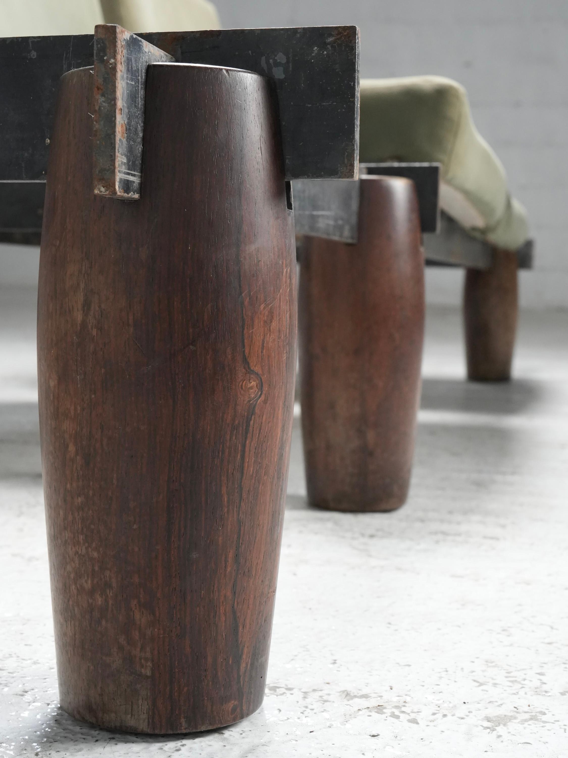 Metà XX secolo Divano modulare di Jorge Zalszupin in legno duro, acciaio e tessuto, Brasile, anni '60 in vendita