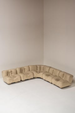 Sofá modular de Rossi di Albizzate, cuero original, Italia Años 70