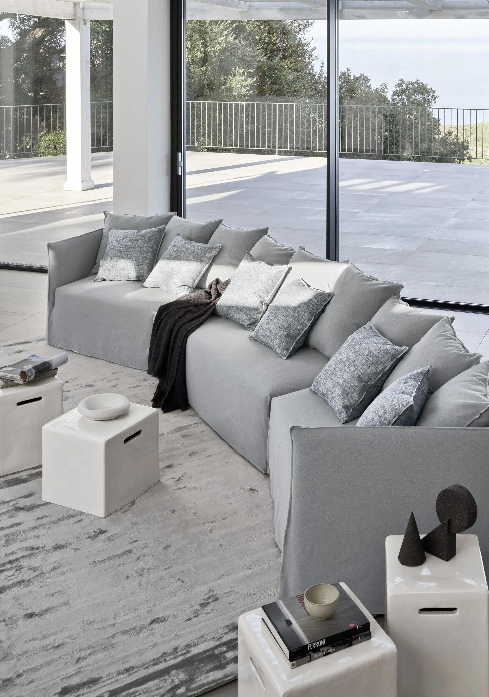 Sofá modular Gervasoni Ghost 38 diseño Paola Navone - Lino blanco Italian en venta