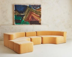 Modular Sofa in Golden Mohair in the Style of the "Lara Sofa" by Roberto Pamio
