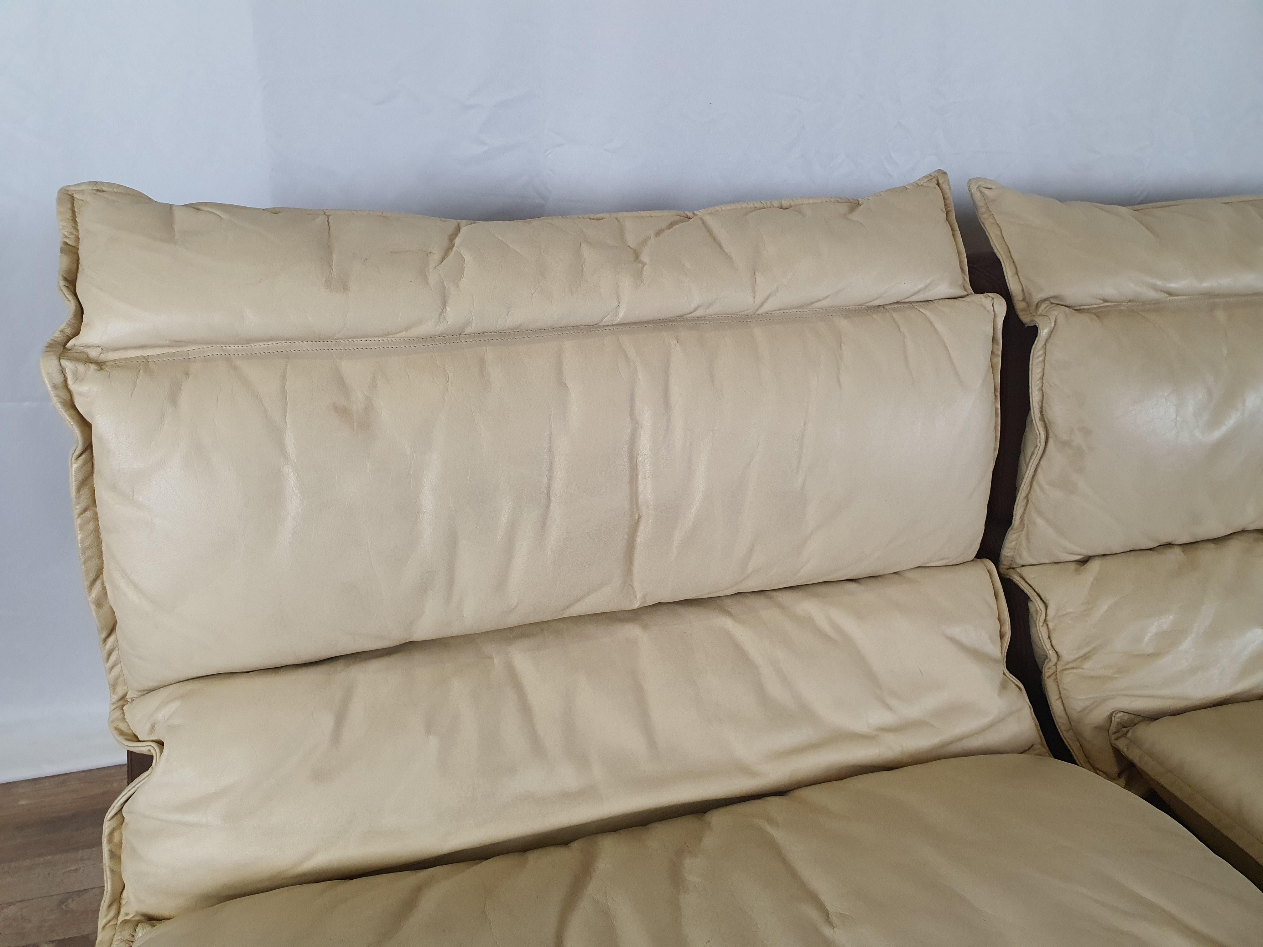 Late 20th Century Modular Sofa in Leather and Suede