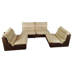 Modular Sofa in Leather and Suede