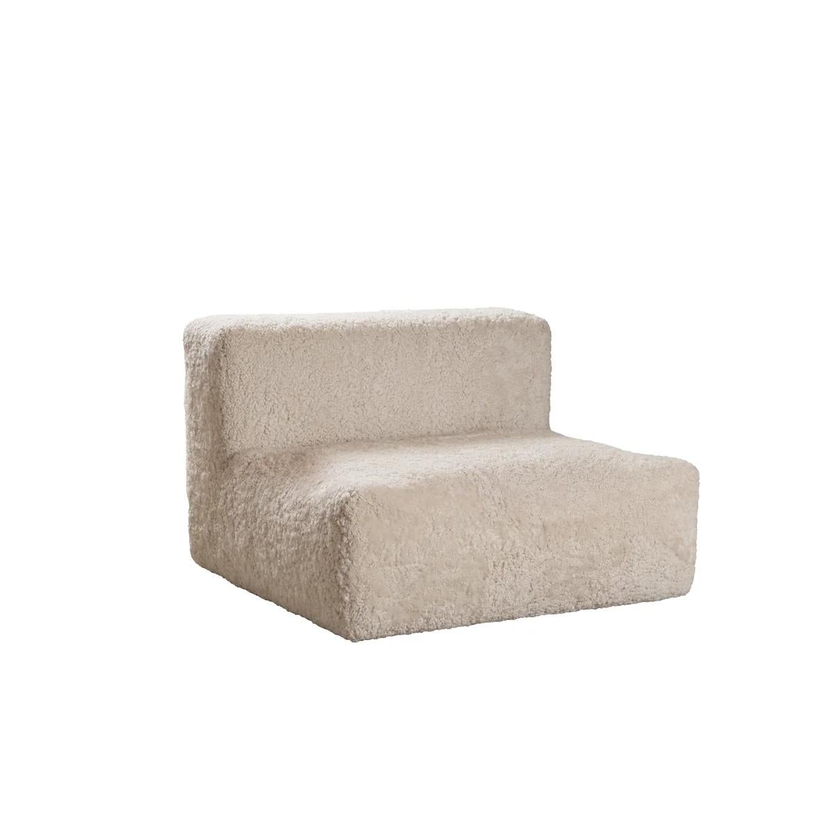 Danish Modular Sofa in New Zealand Curly Short Wool Sheepskin, Denmark, 21st Century For Sale