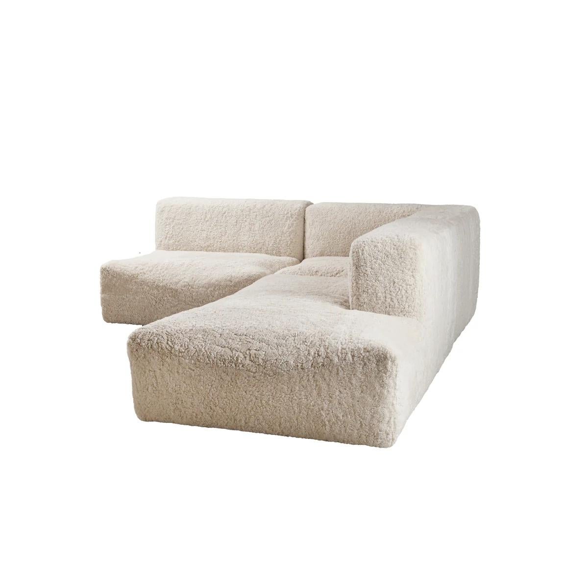 Hand-Crafted Modular Sofa in New Zealand Curly Short Wool Sheepskin, Denmark, 21st Century For Sale