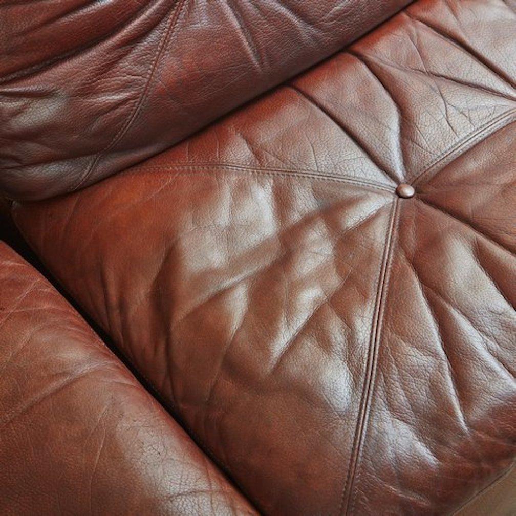 Modular Sofa in Original Chocolate Leather With Chrome Base by Saporiti, Italy  9