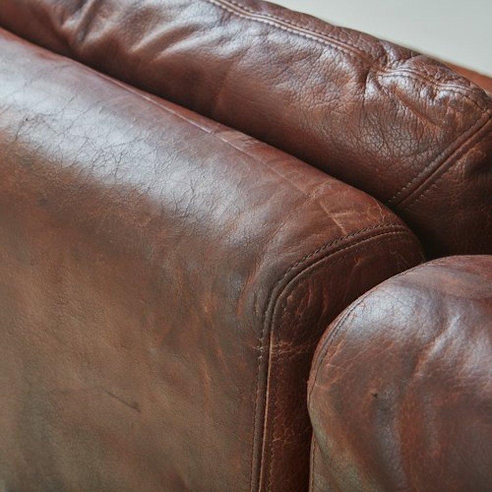Modular Sofa in Original Chocolate Leather With Chrome Base by Saporiti, Italy  1