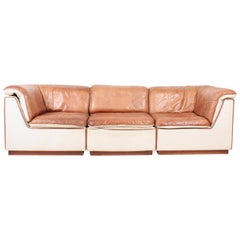 Vintage Modular Sofa in Patinated Leather