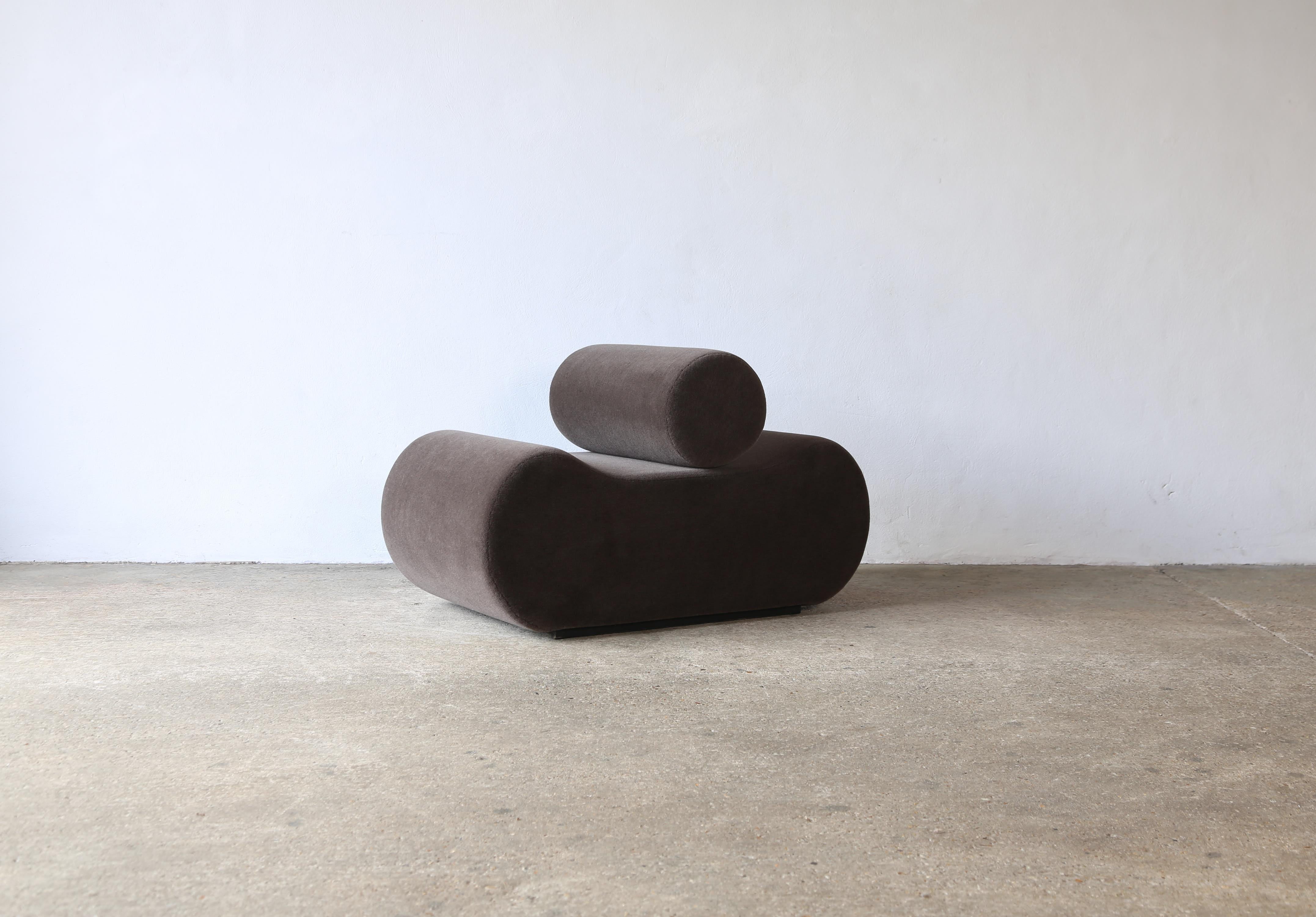 Modular Sofa in Three Pieces, Upholstered in Alpaca Fabric For Sale 1