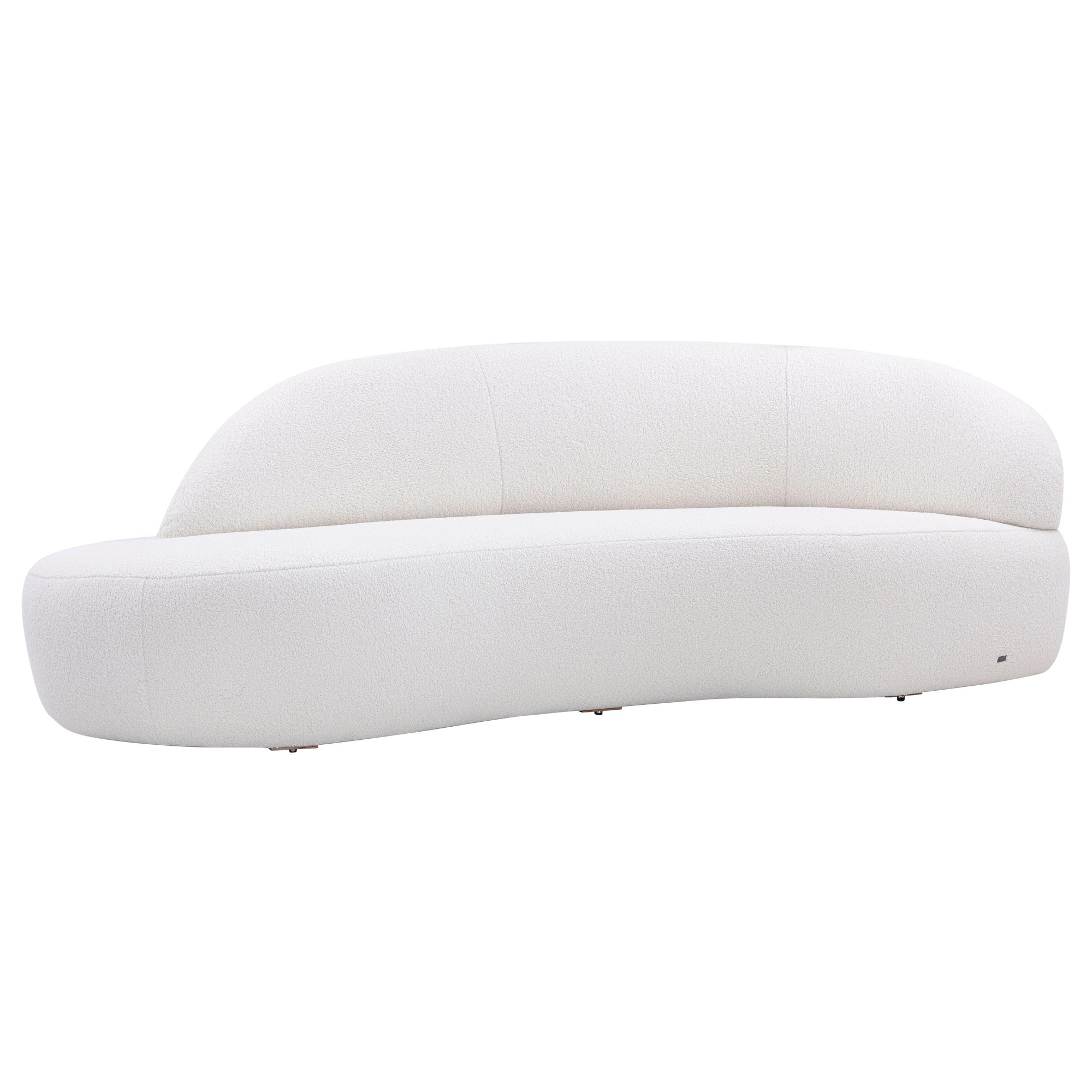 Modular Sofa in White Faux Sheepskin Fabric, Right-Side Customizable Ruy Design