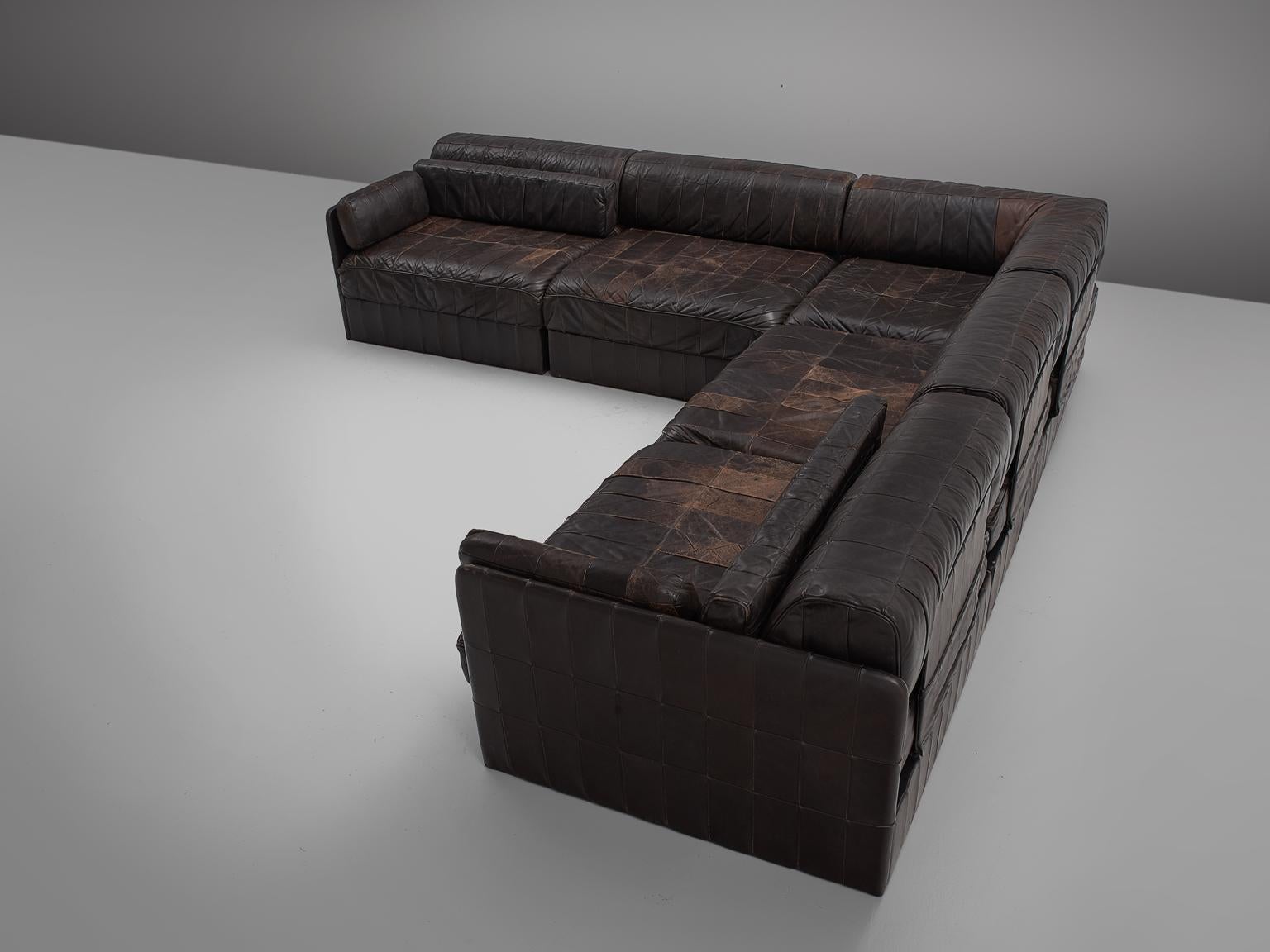 Modular Sofa Leather for De Sede In Good Condition In Waalwijk, NL