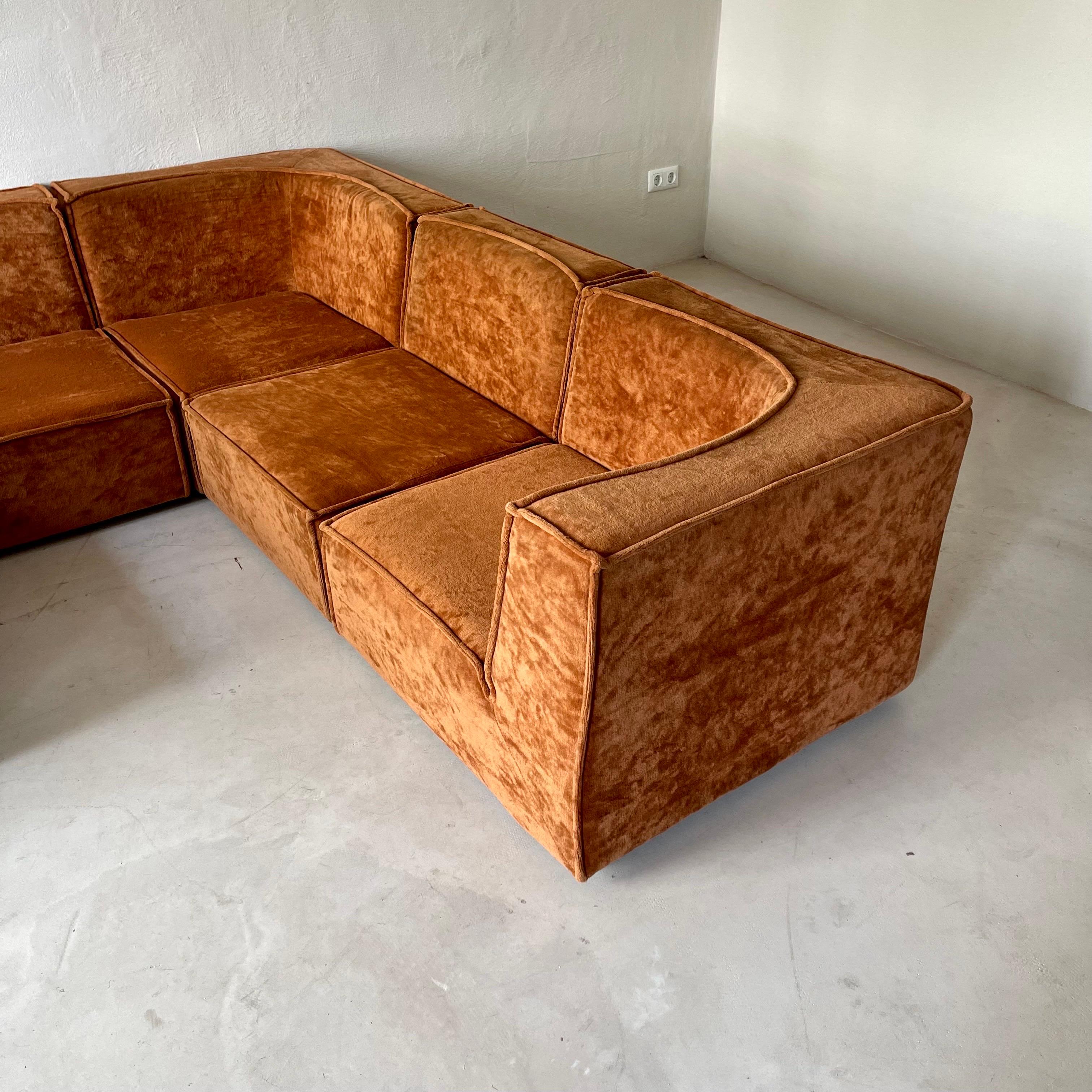 Modular Sofa Living Room Set of Six by Rolf Benz 1970s 10