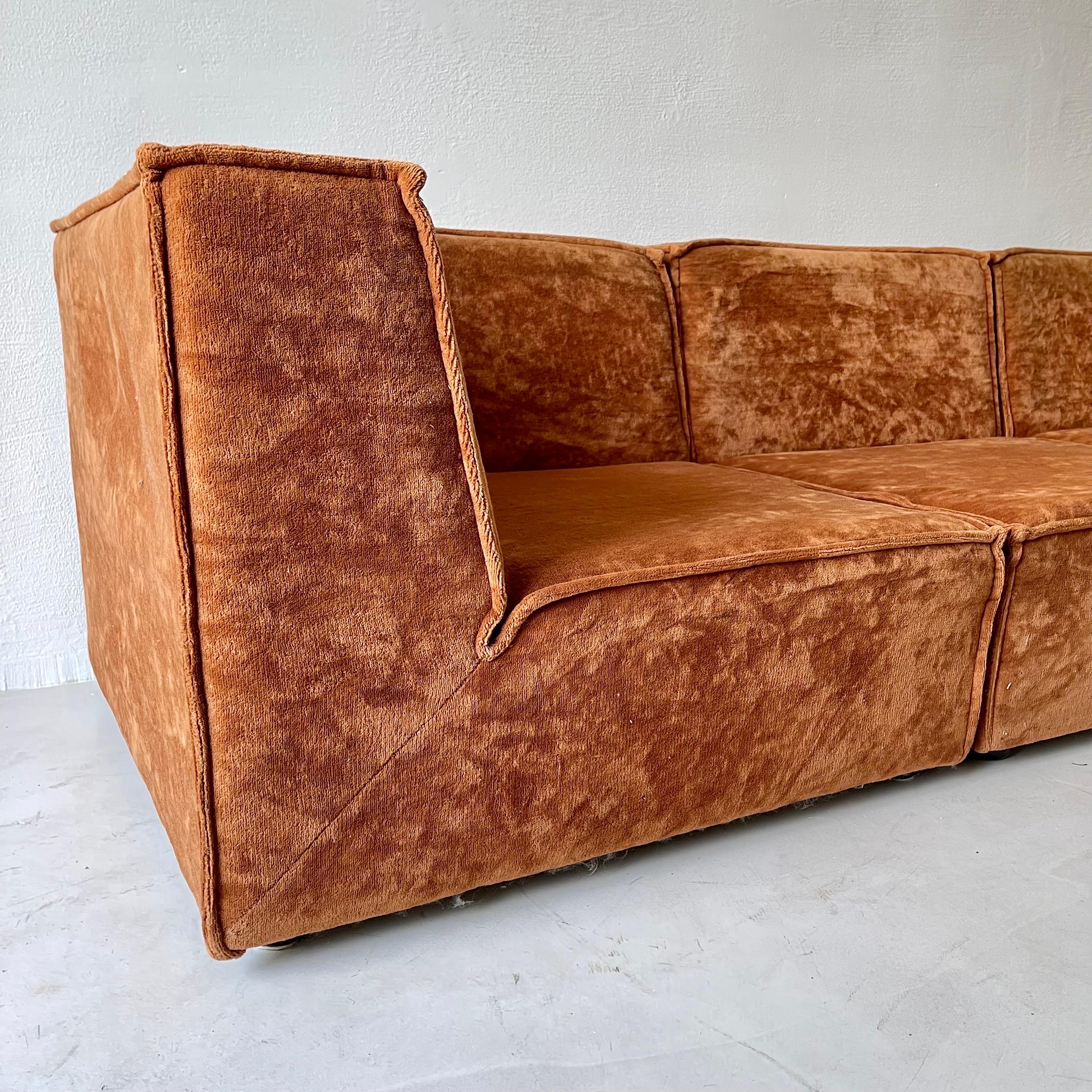 Modular Sofa Living Room Set of Six by Rolf Benz 1970s 11