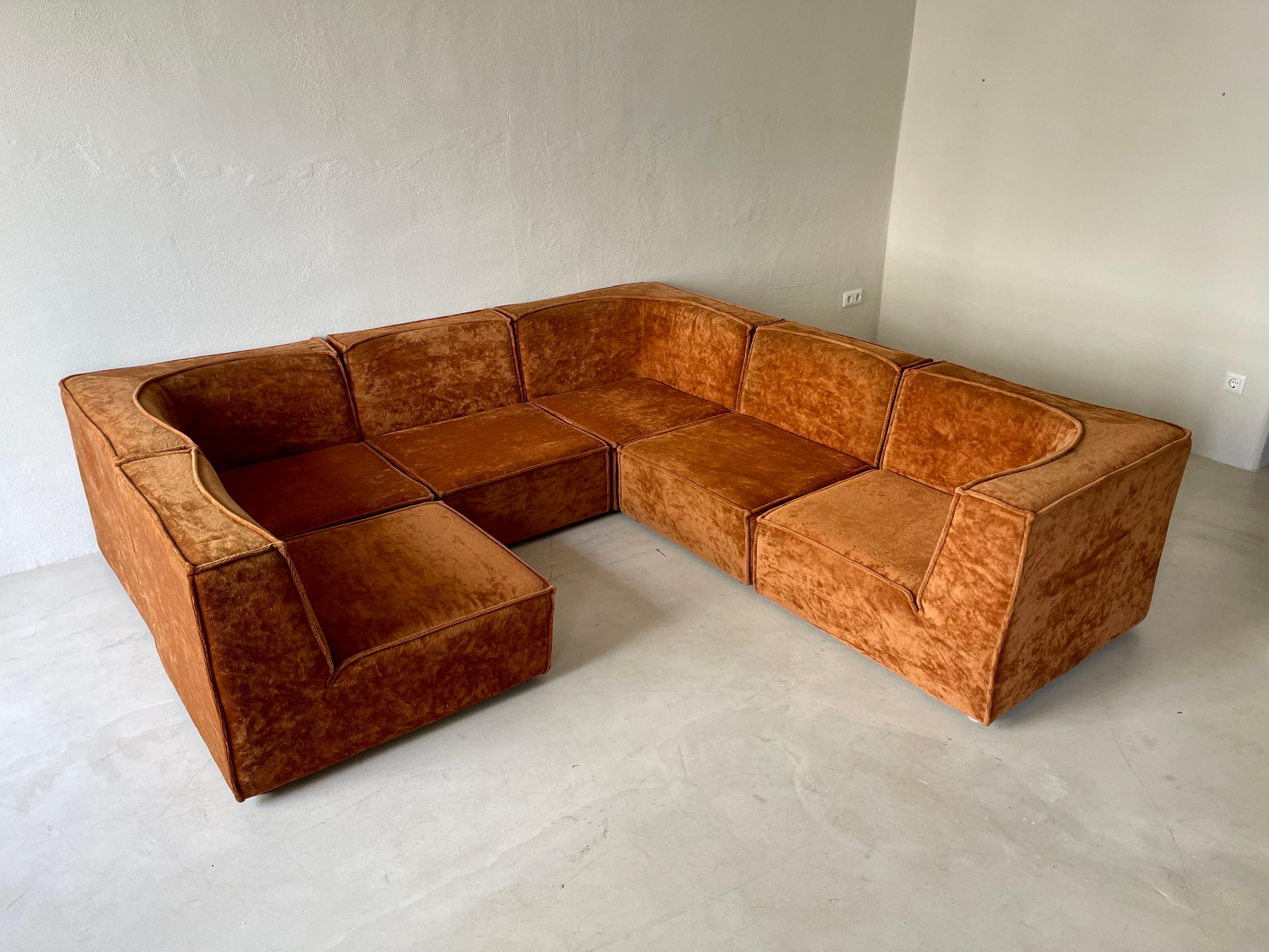 Late 20th Century Modular Sofa Living Room Set of Six by Rolf Benz 1970s
