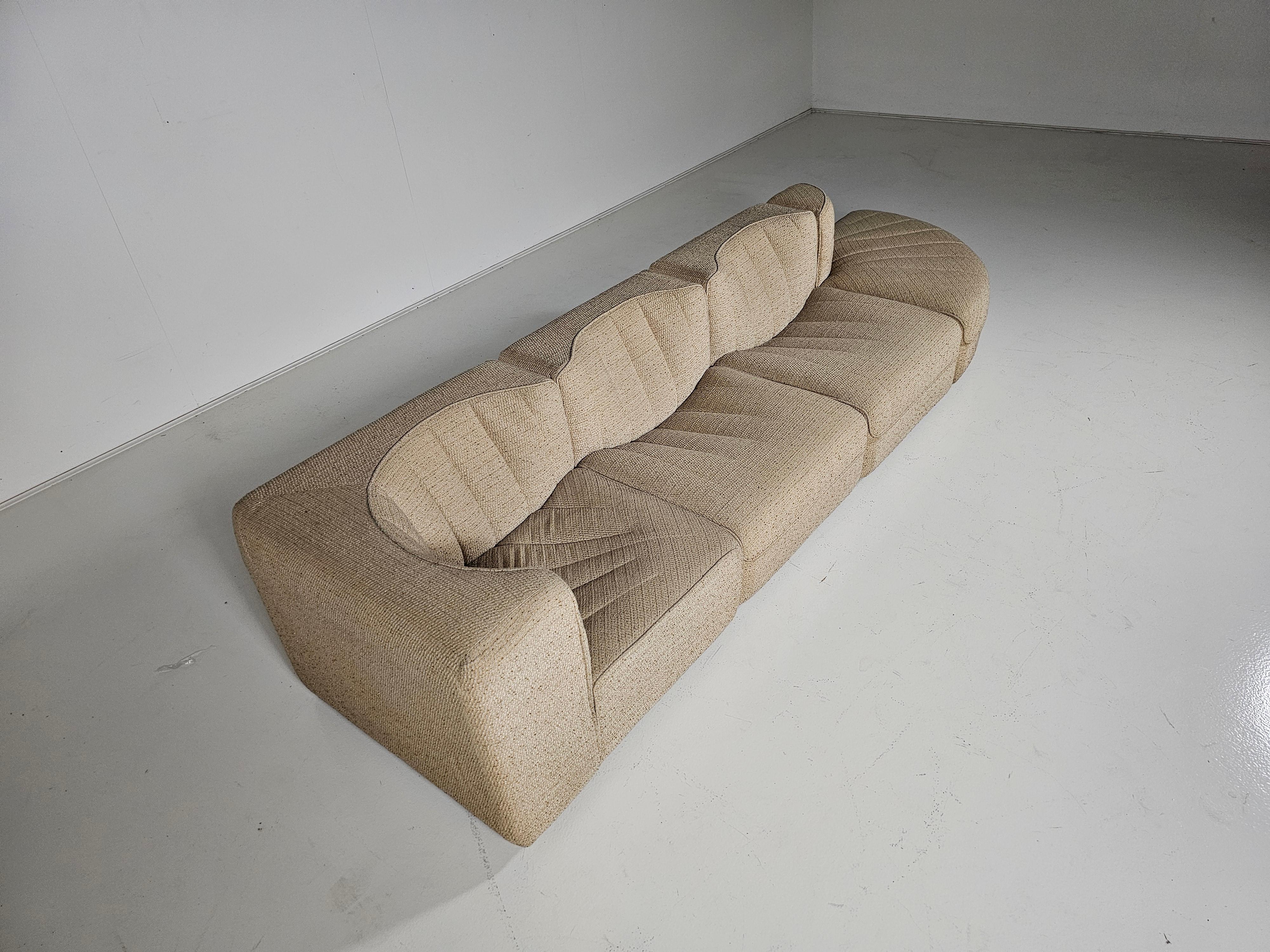 Modular Sofa Model 9000 in original beige fabric, Tito Agnoli, Arflex, 1970s 5