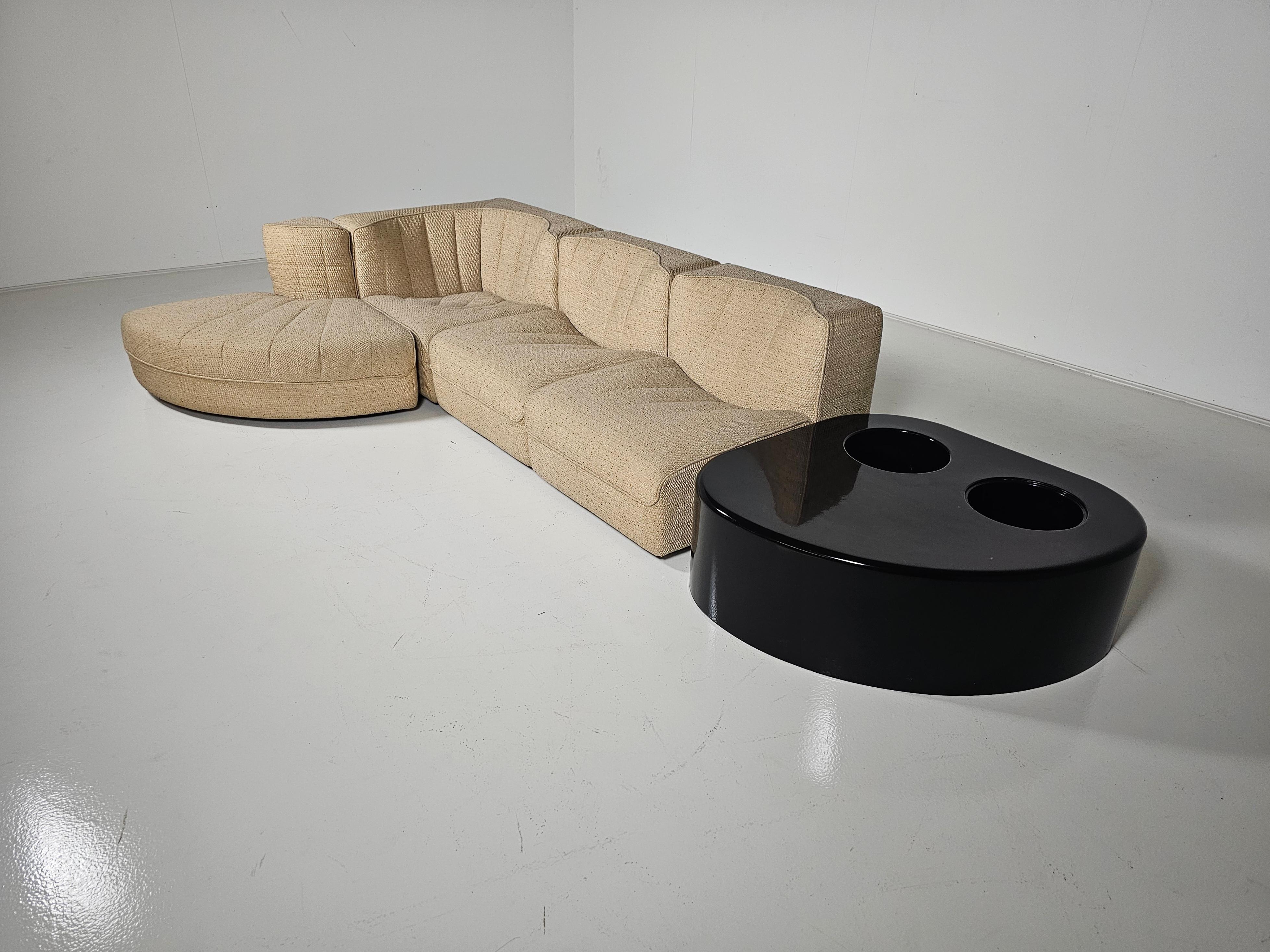 Wool Modular Sofa Model 9000 in original beige fabric, Tito Agnoli, Arflex, 1970s