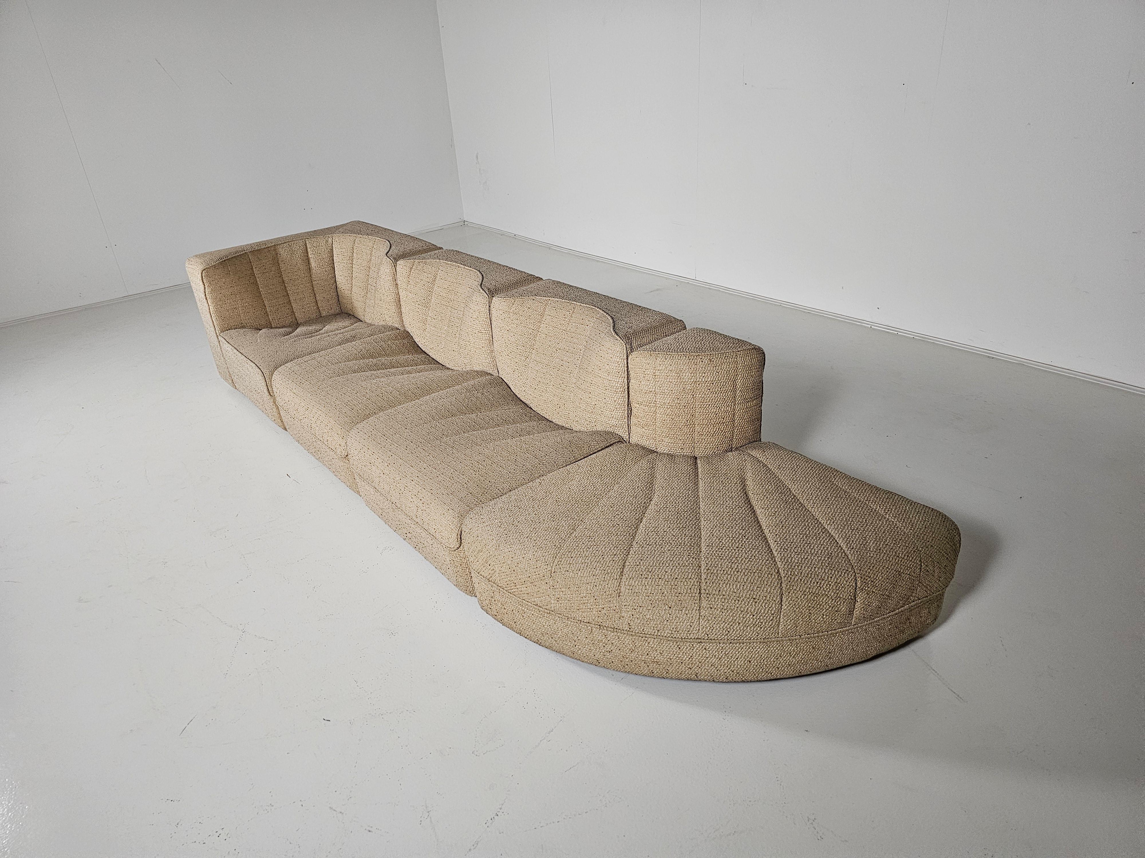 Modular Sofa Model 9000 in original beige fabric, Tito Agnoli, Arflex, 1970s 3