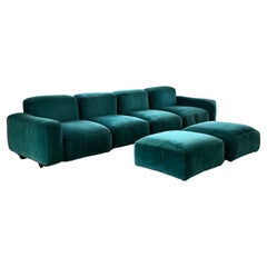 Modular sofa of 4 chairs & 2 footstools by Mario Marenco for Arflex