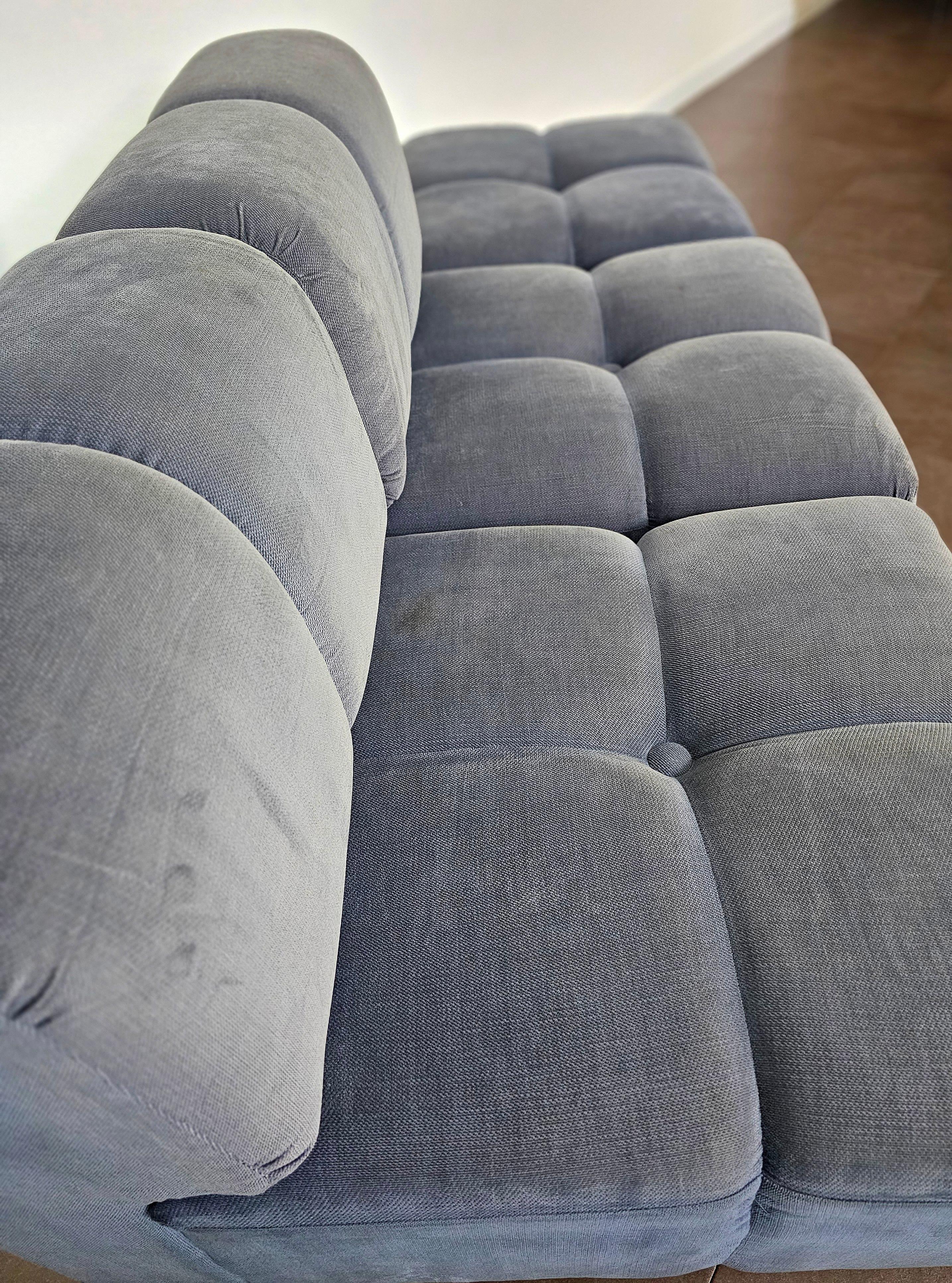 Modular Sofa Poufs Samt glatt Midcentury Italian Design 1970er Jahre Satz von 6 im Angebot 2