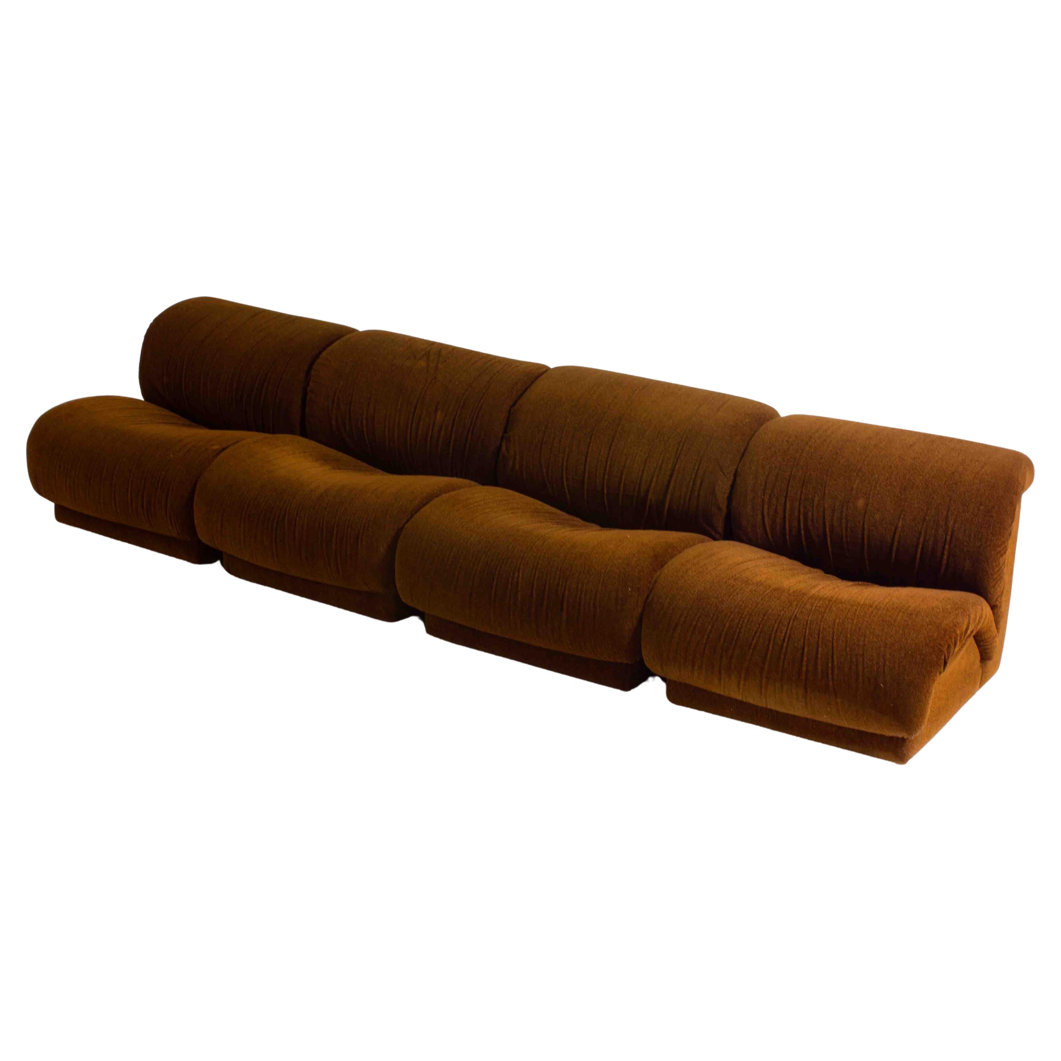Modular Sofa Set in rust-brown fabric by Doimo, Italy (1970s) en vente