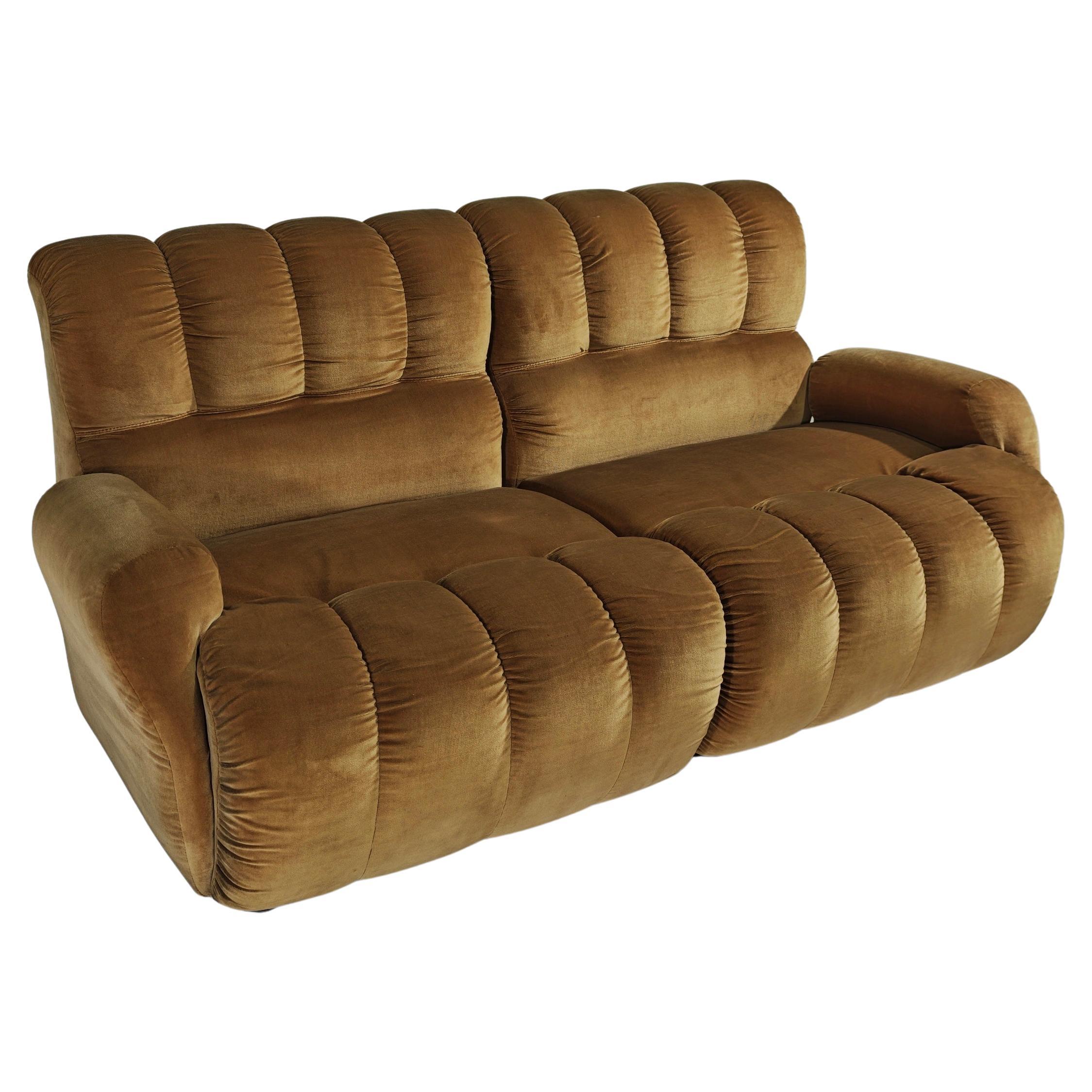 Modular Sofa Set of Two in Velvet Mid-Century Modern Design Italy 1970s