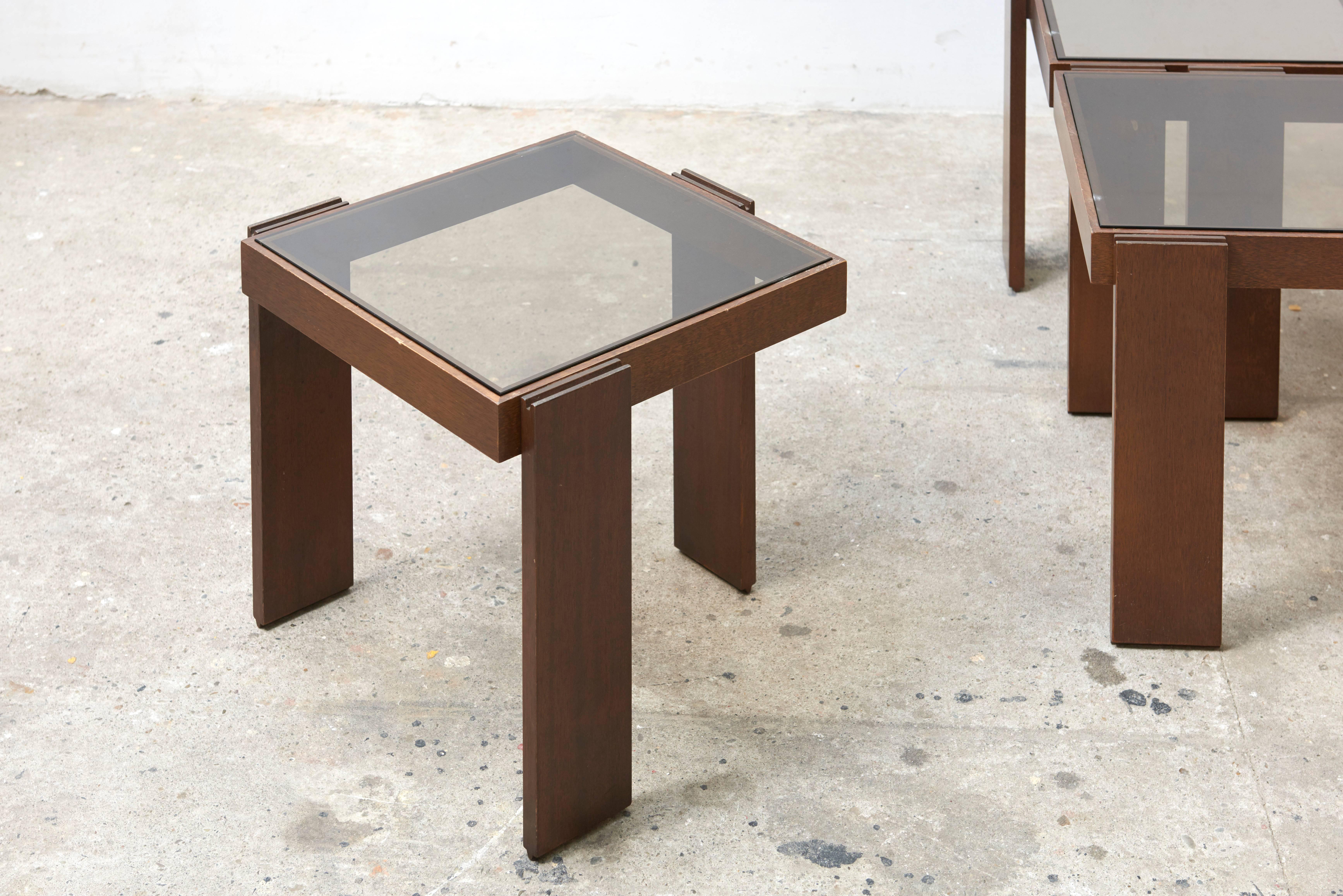 Mid-20th Century Modular Stackable Solid Wood Coffee, Side Tables by Frattini for Cassina For Sale