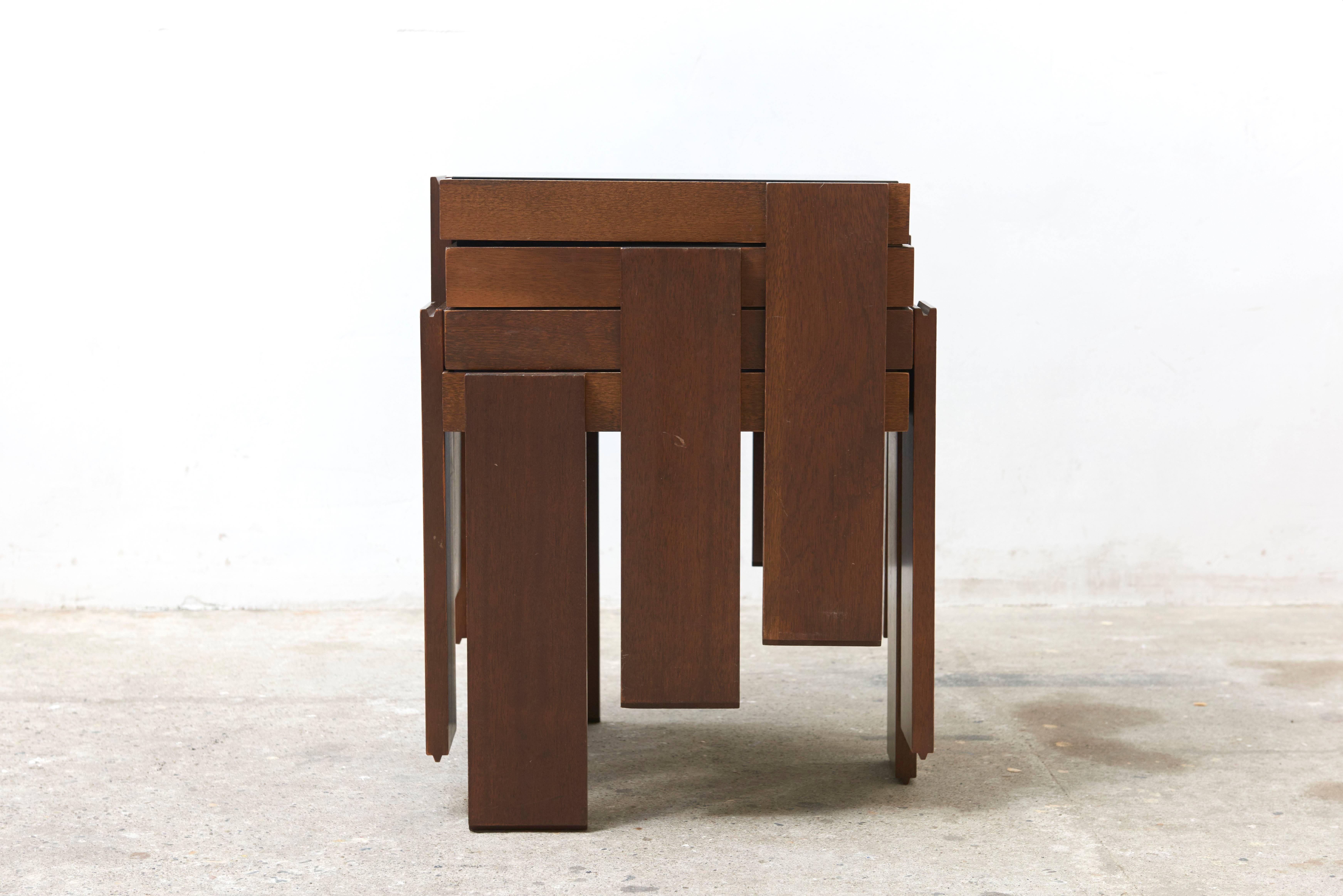 Tables basses et tables d'appoint modulaires empilables en bois massif de Frattini pour Cassina 4