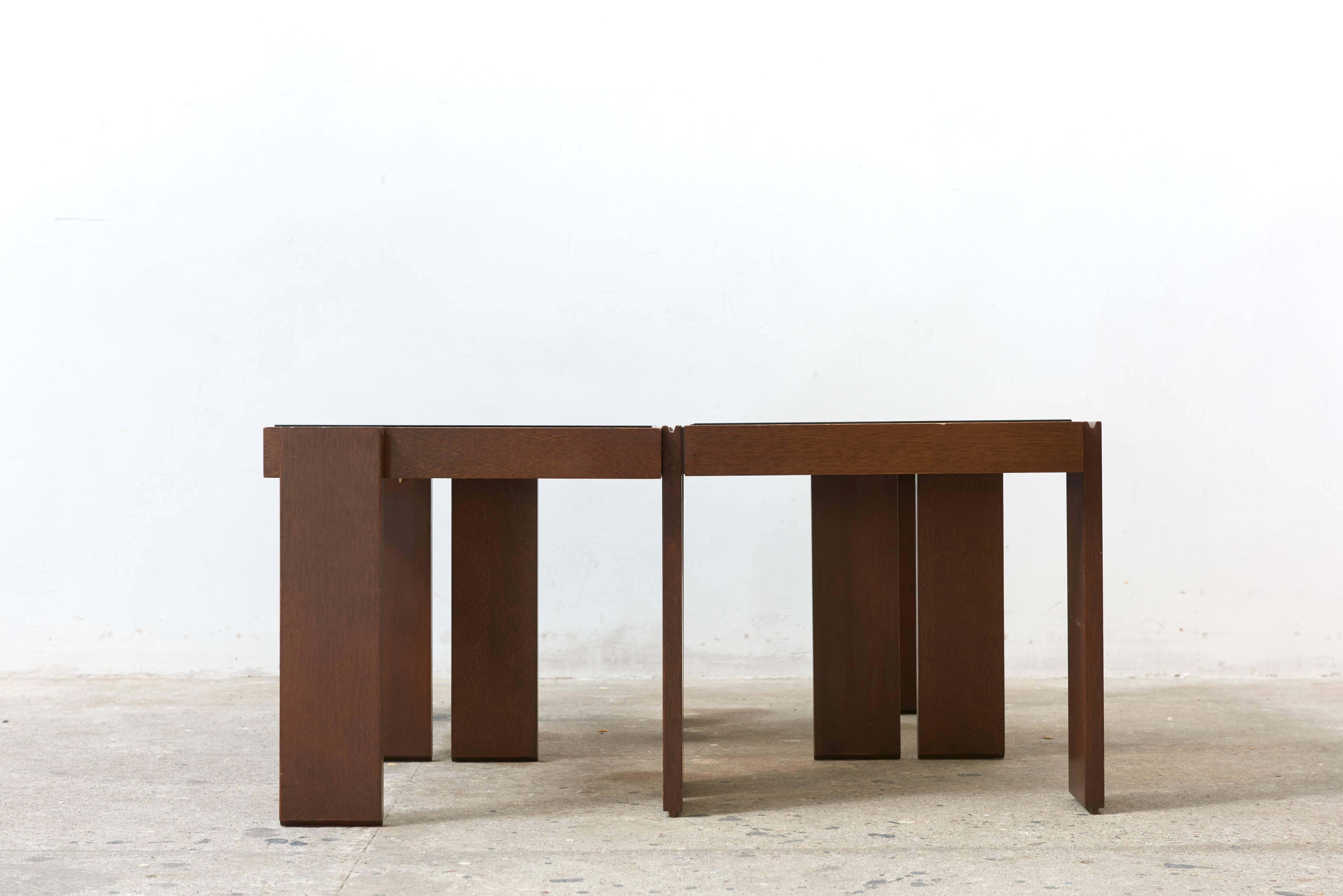 Mid-Century Modern Tables basses et tables d'appoint modulaires empilables en bois massif de Frattini pour Cassina en vente