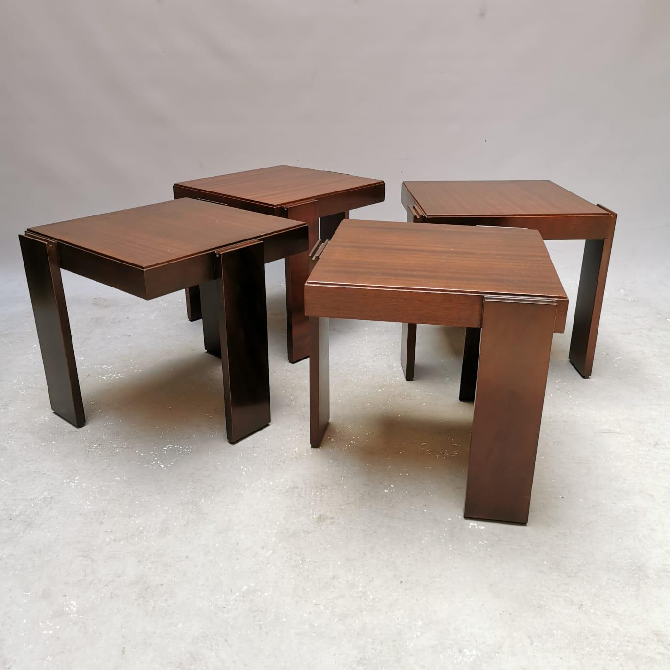 Mid-20th Century Modular Stackable Solid Wood Coffee, Side Tables by Frattini for Cassina