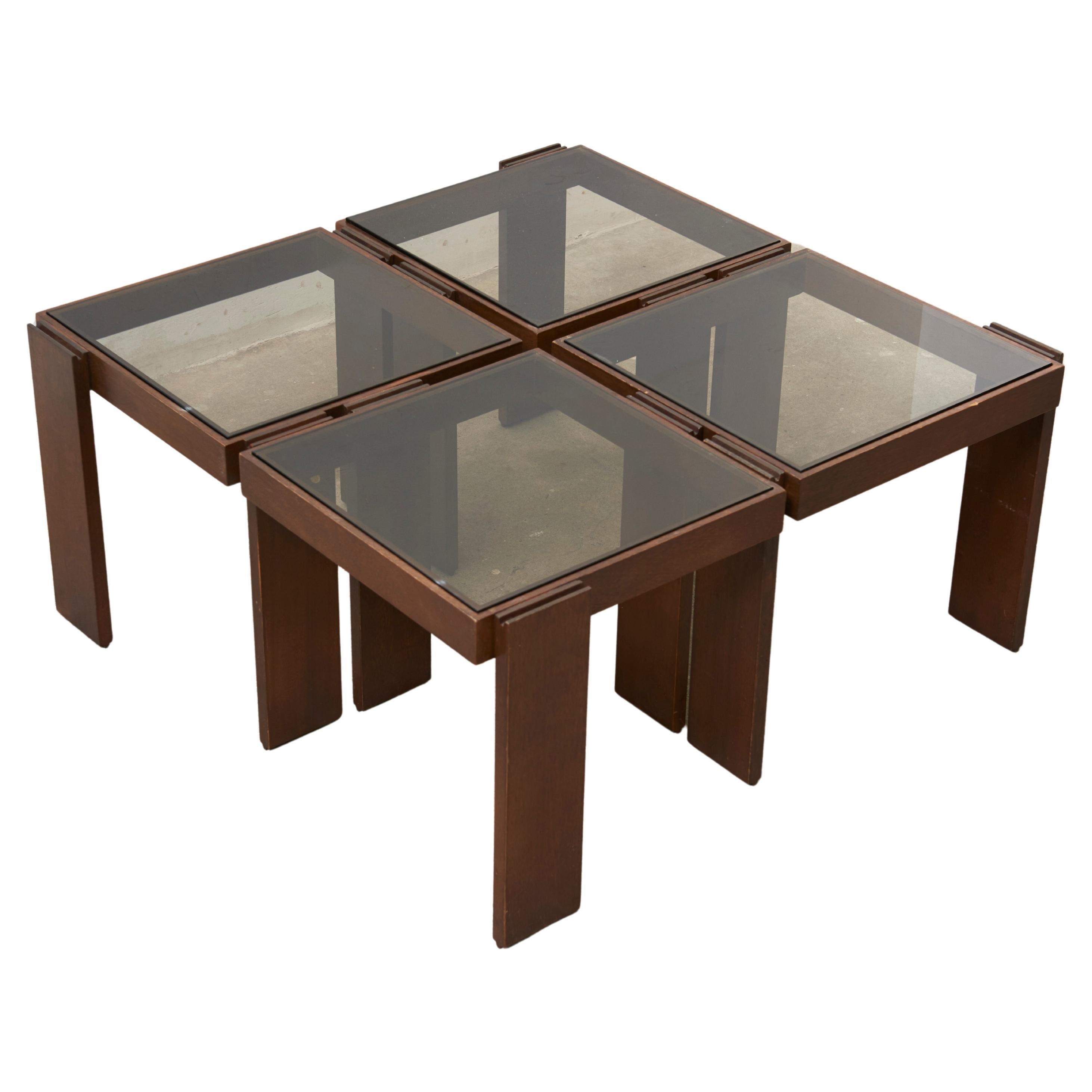Modular Stackable Solid Wood Coffee, Side Tables by Frattini for Cassina