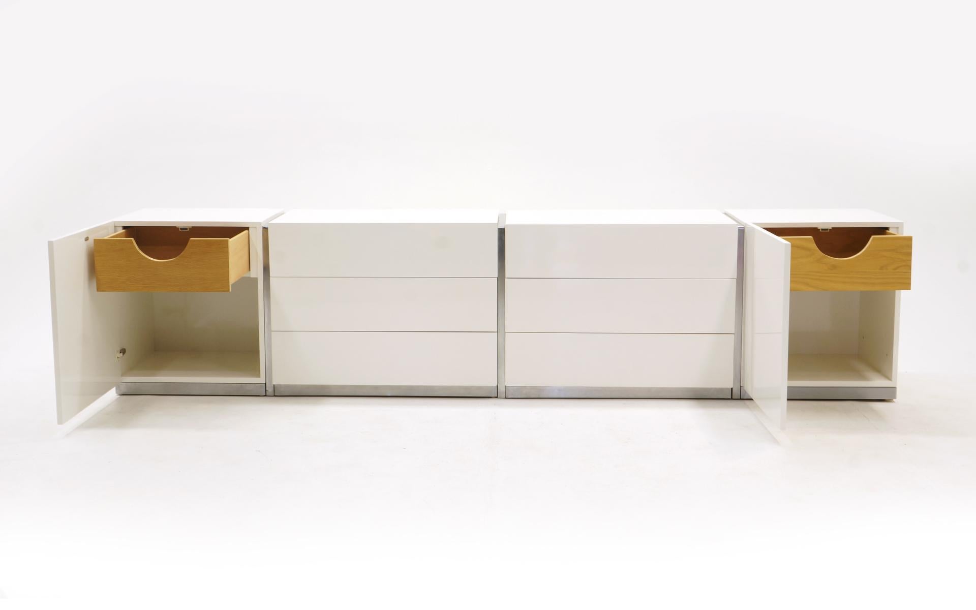 Mid-Century Modern Modular Storage Cabinets with Drawers & Shelves by Milo Baughman, White / Ivory 