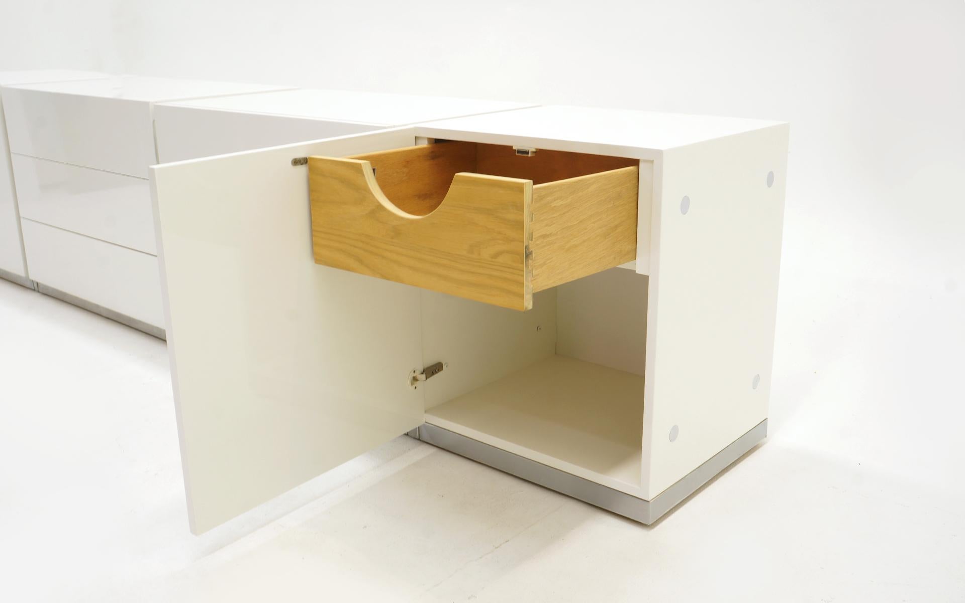 Modular Storage Cabinets with Drawers & Shelves by Milo Baughman, White / Ivory  In Excellent Condition In Kansas City, MO