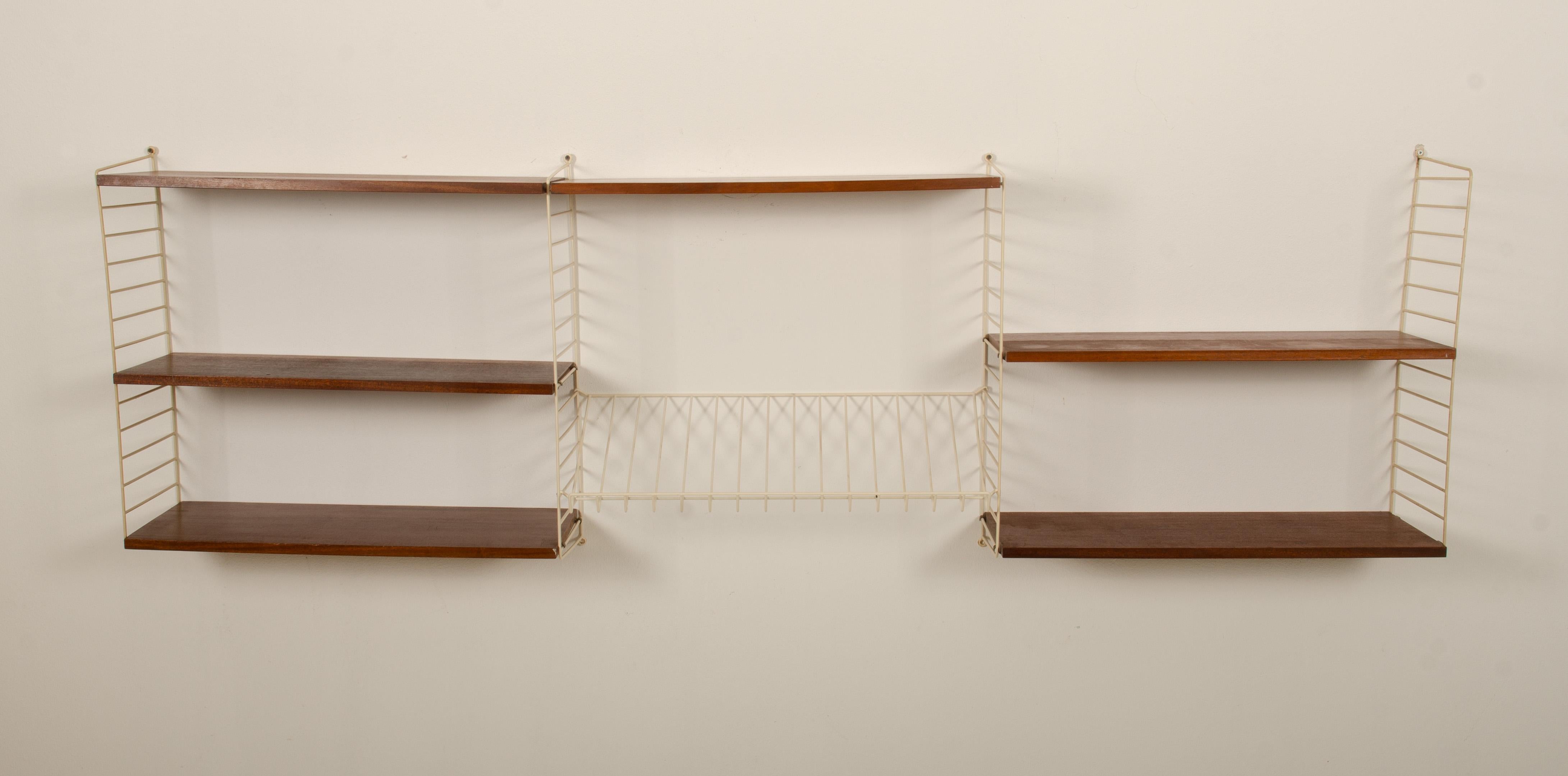 Swedish Modular String Wall Unit in Teak by Nisse Strinning For Sale