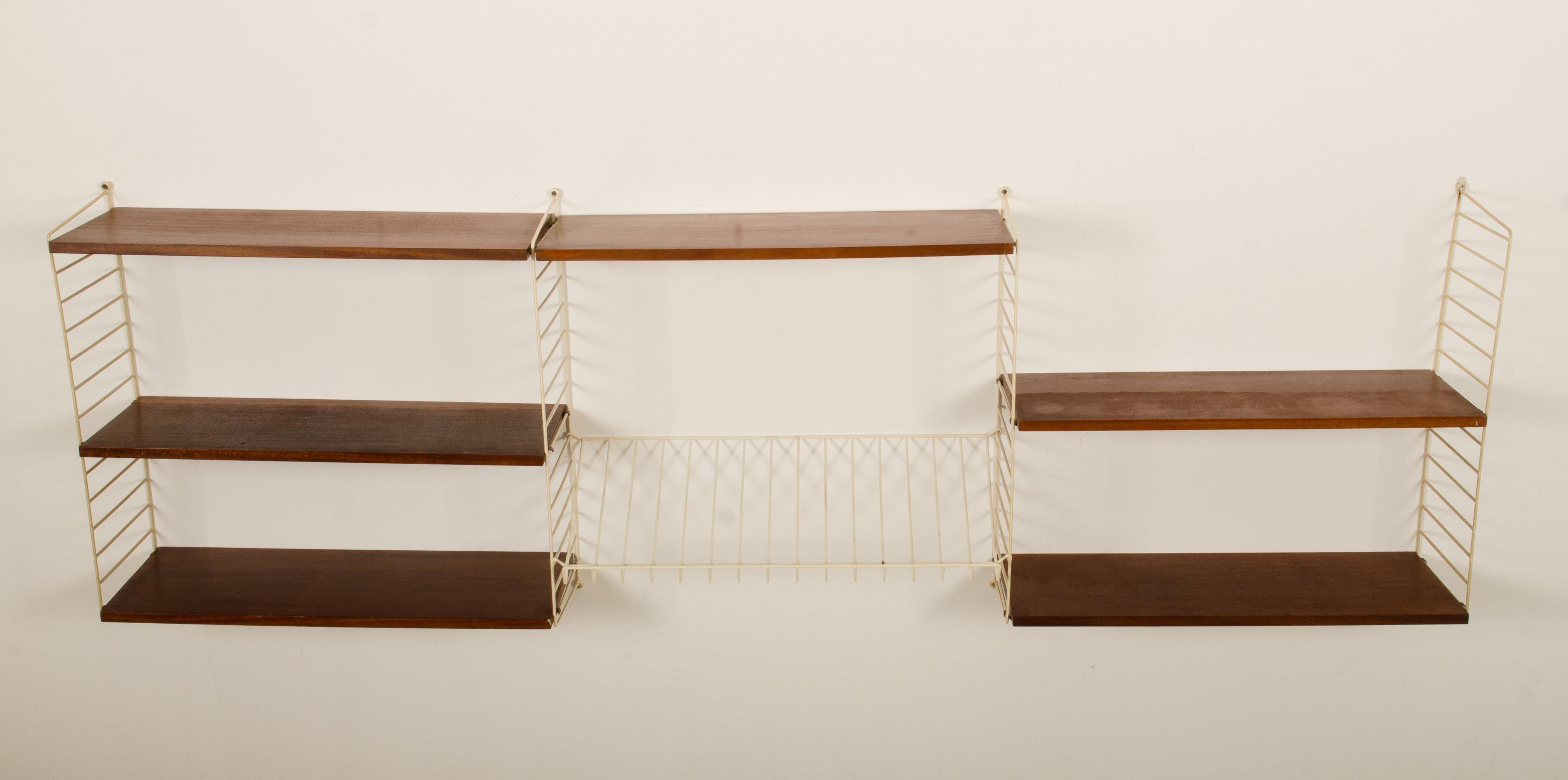 Modular String Wall Unit in Teak by Nisse Strinning In Fair Condition For Sale In Vienna, AT
