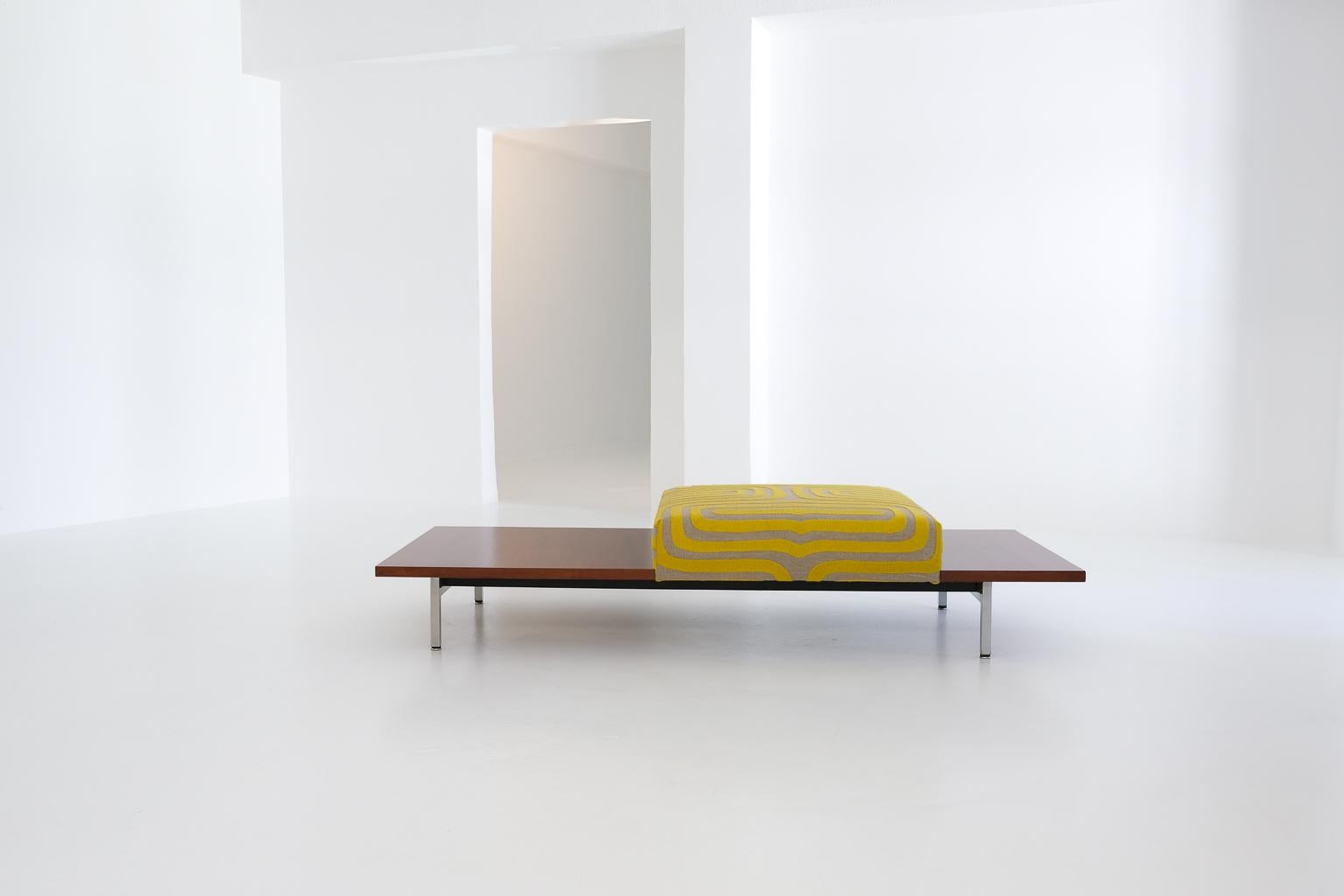American Modular Table Bench by George Nelson for Herman Miller with Pierre Frey cushion For Sale