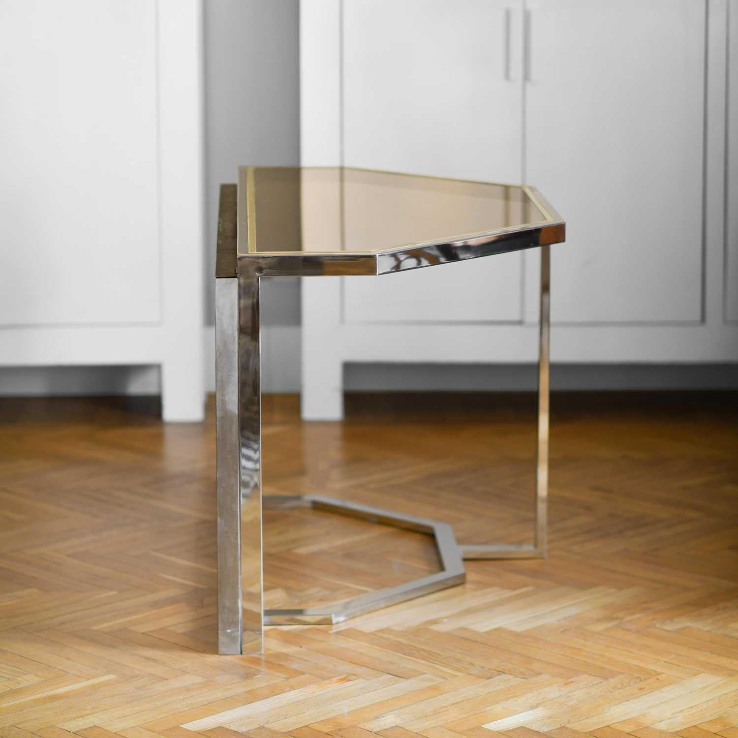 Modular Table in Chromed Metal and Brass, 1980s In Good Condition In Roma, RM
