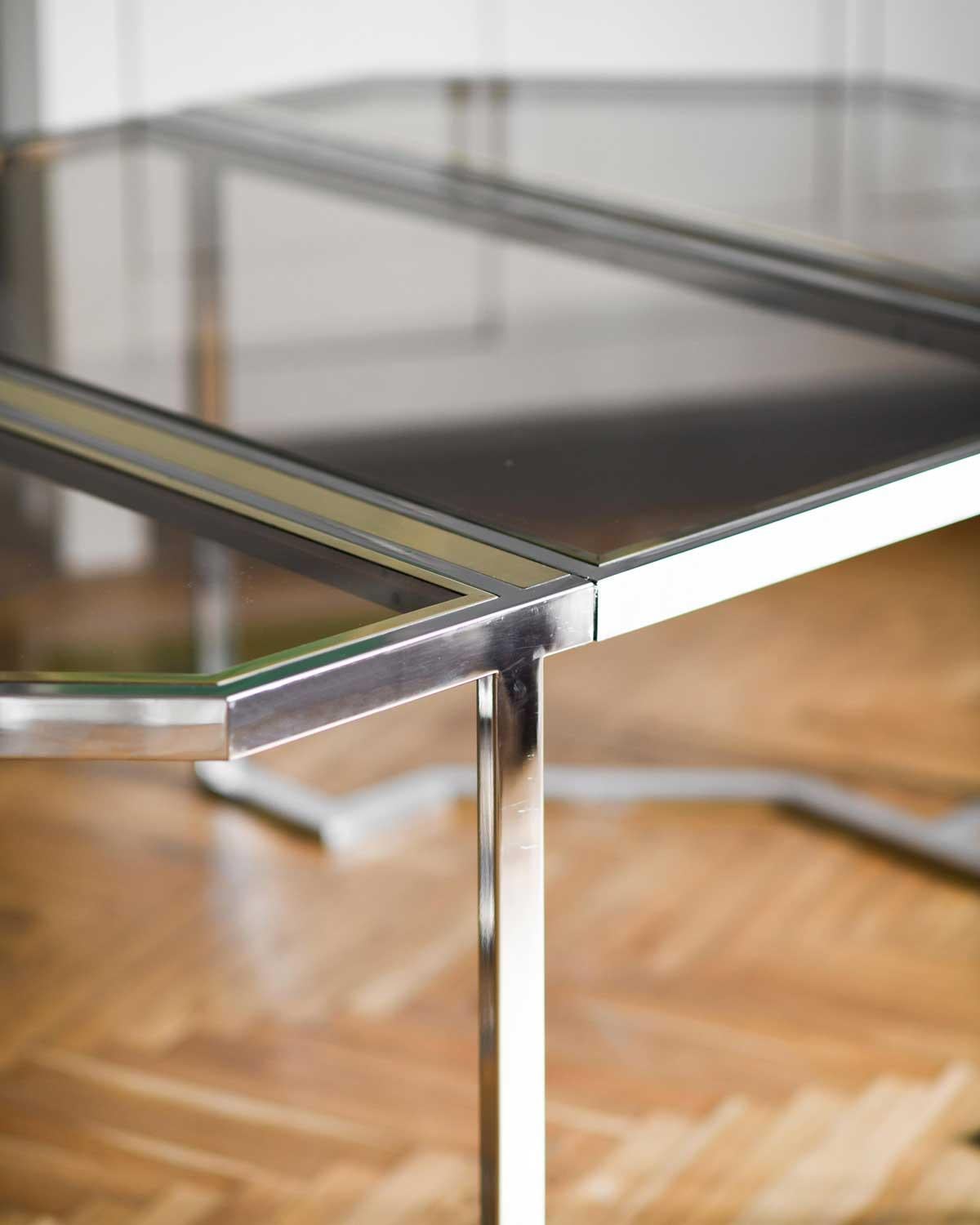 Modular Table in Chromed Metal and Brass, 1980s 3