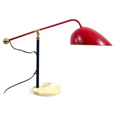 Modular Table Lamp with Marble Feet Metal and Brass Model 5023 by Angelo Brotto
