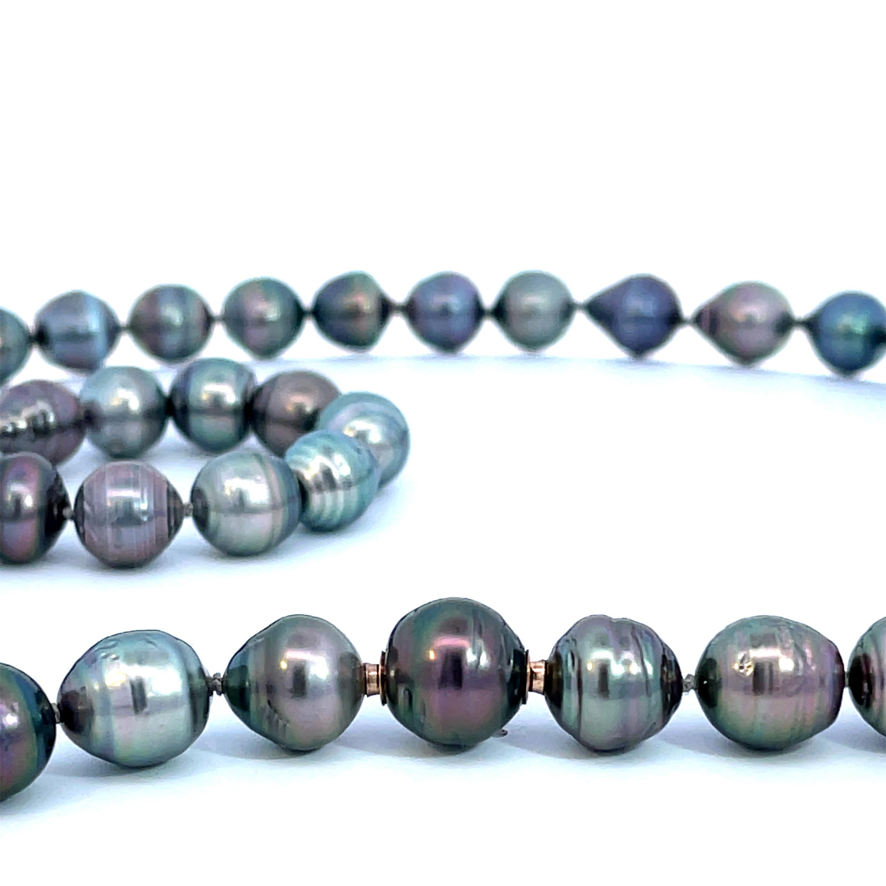 Bead Modular Tahitian Pearl Strand with 18k Rose Gold Keys and a Self Clasp For Sale