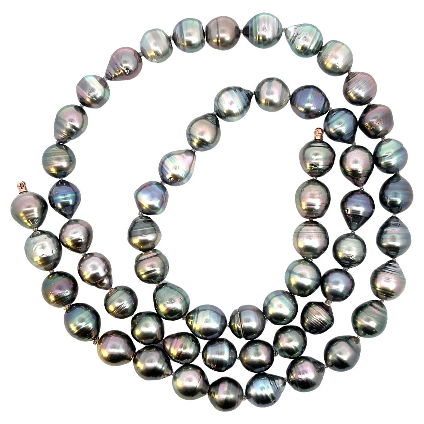 Modular Tahitian Pearl Strand with 18k Rose Gold Keys and a Self Clasp For Sale