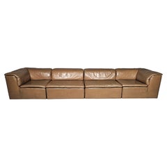Modular Tan Leather "Jeep' Sectional Sofa by Anita Schmidt for Durlet, 1970s