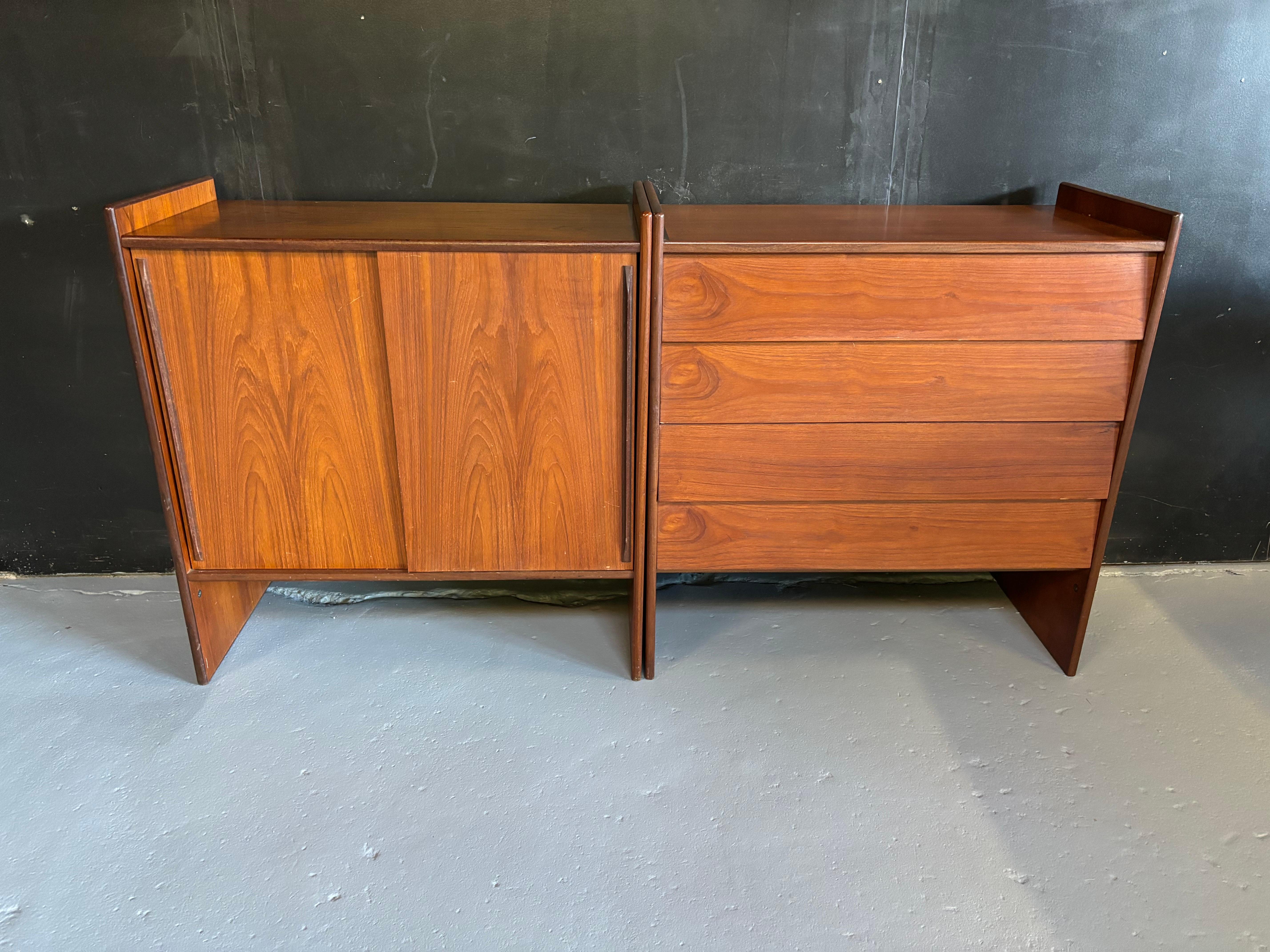 Scandinavian Modern Modular Teak Danish Cabinets, Set of 2