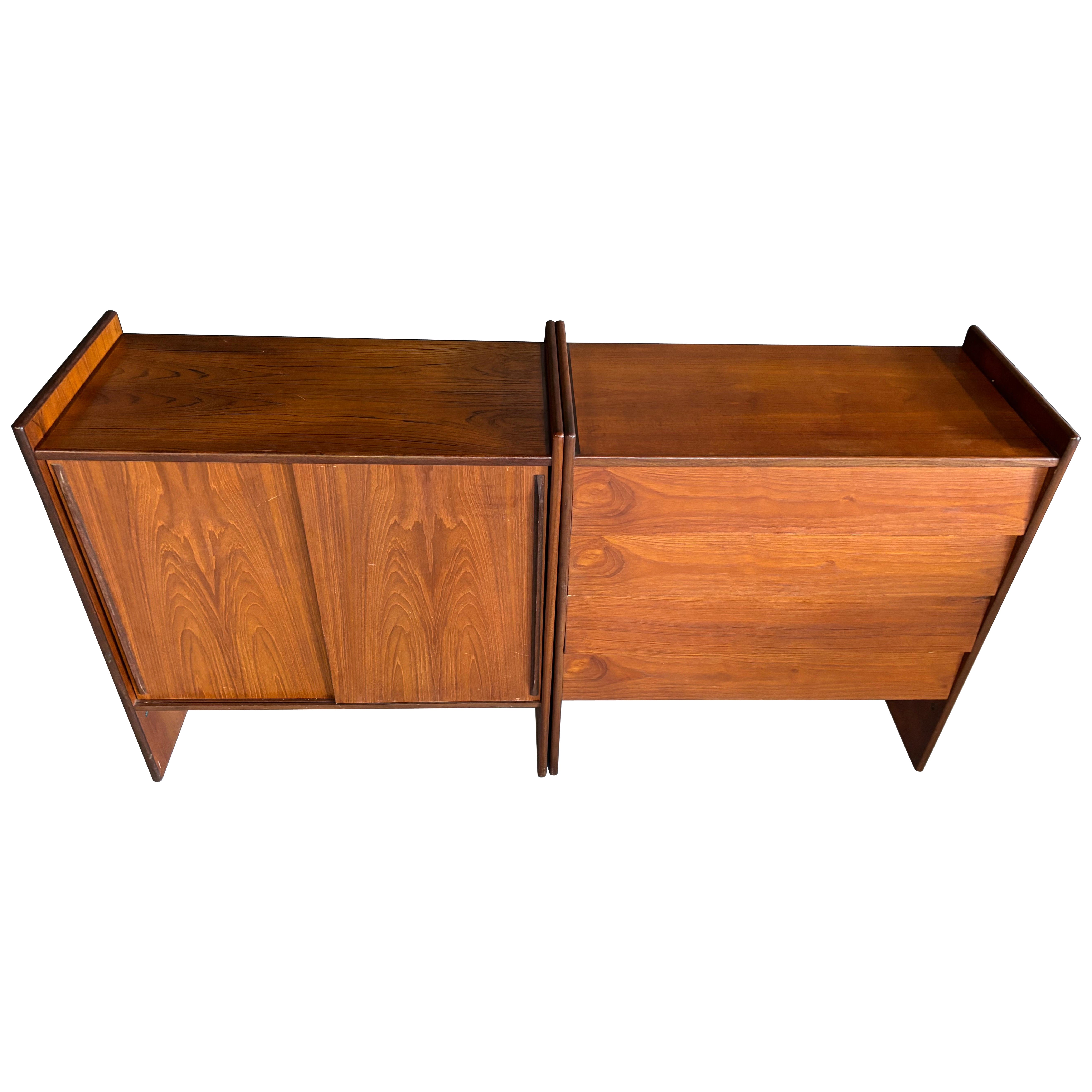 Modular Teak Danish Cabinets, Set of 2