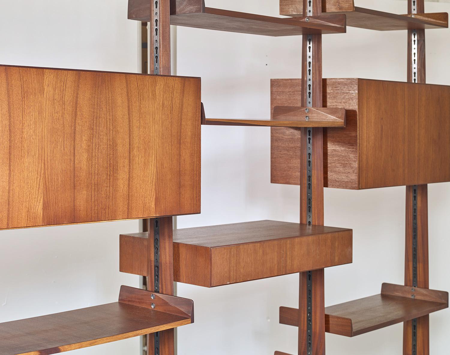 Mid-Century Modern Modular Teak Library or Room Divider by Edmondo Palutari for Dassi, Italy, 1950