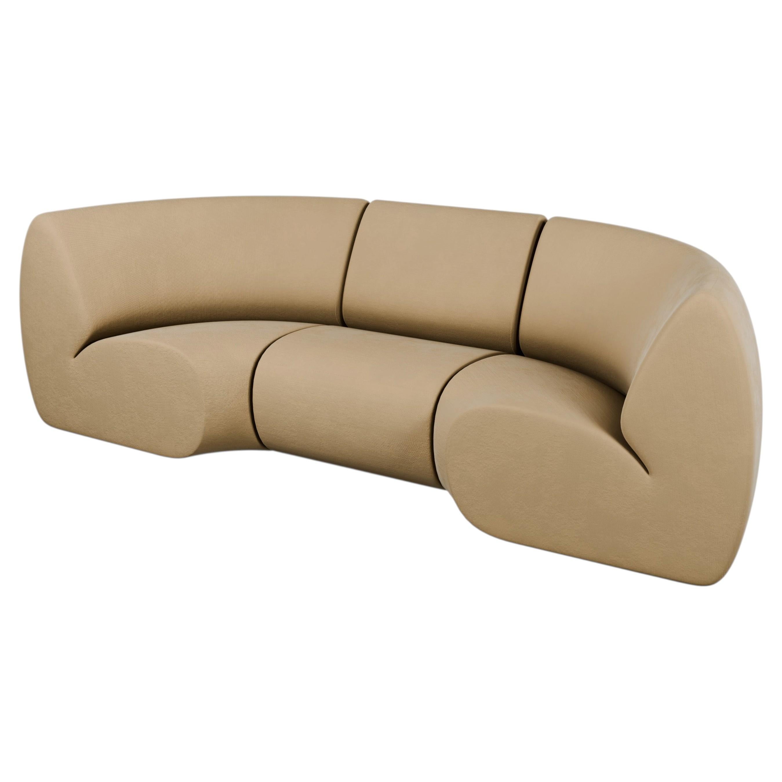 Modular three-Seater Hanabira Sofa by Maker Murmurio, beige fabric handcrafted For Sale